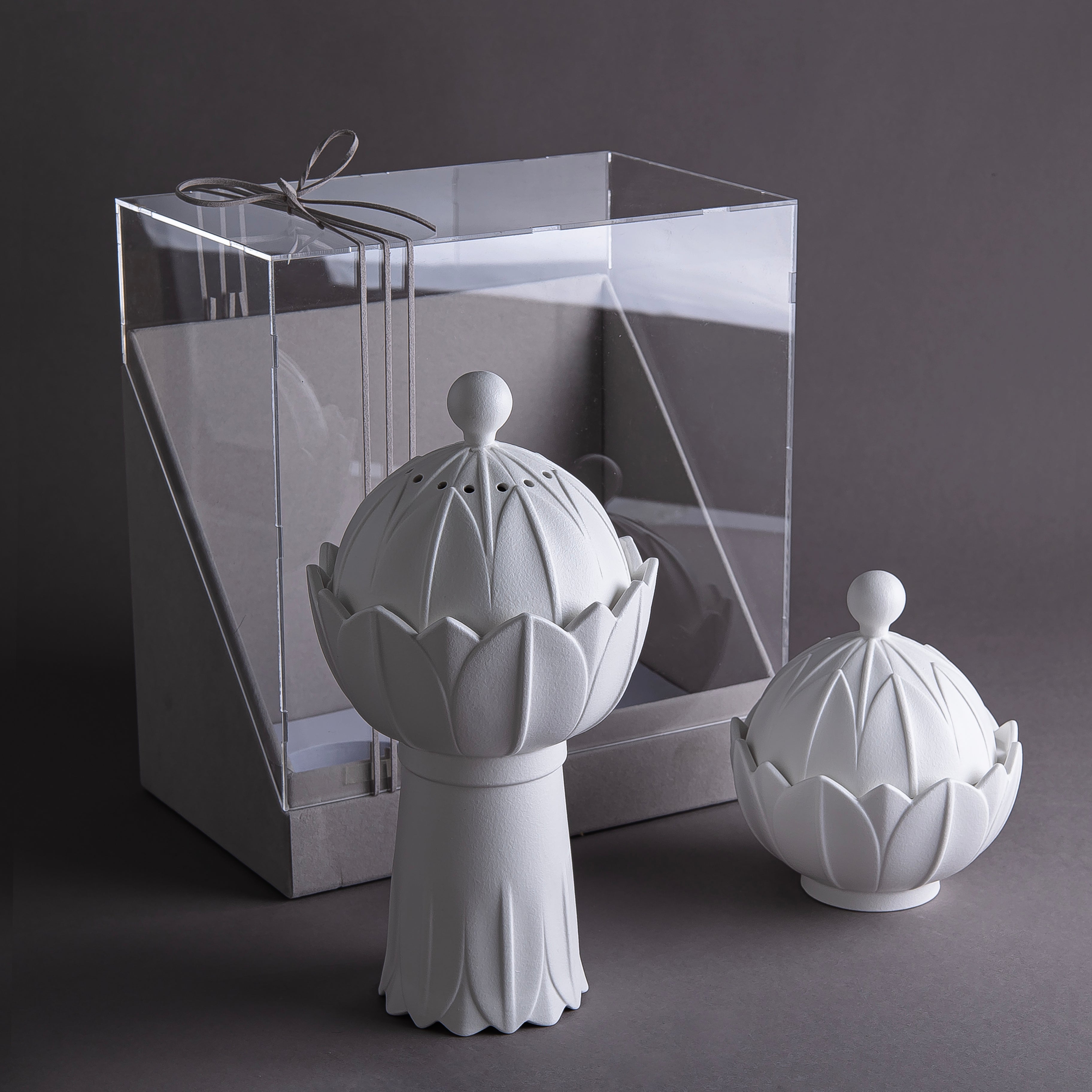 Mabkhar & Ceramic Bowl with Gift Box – White