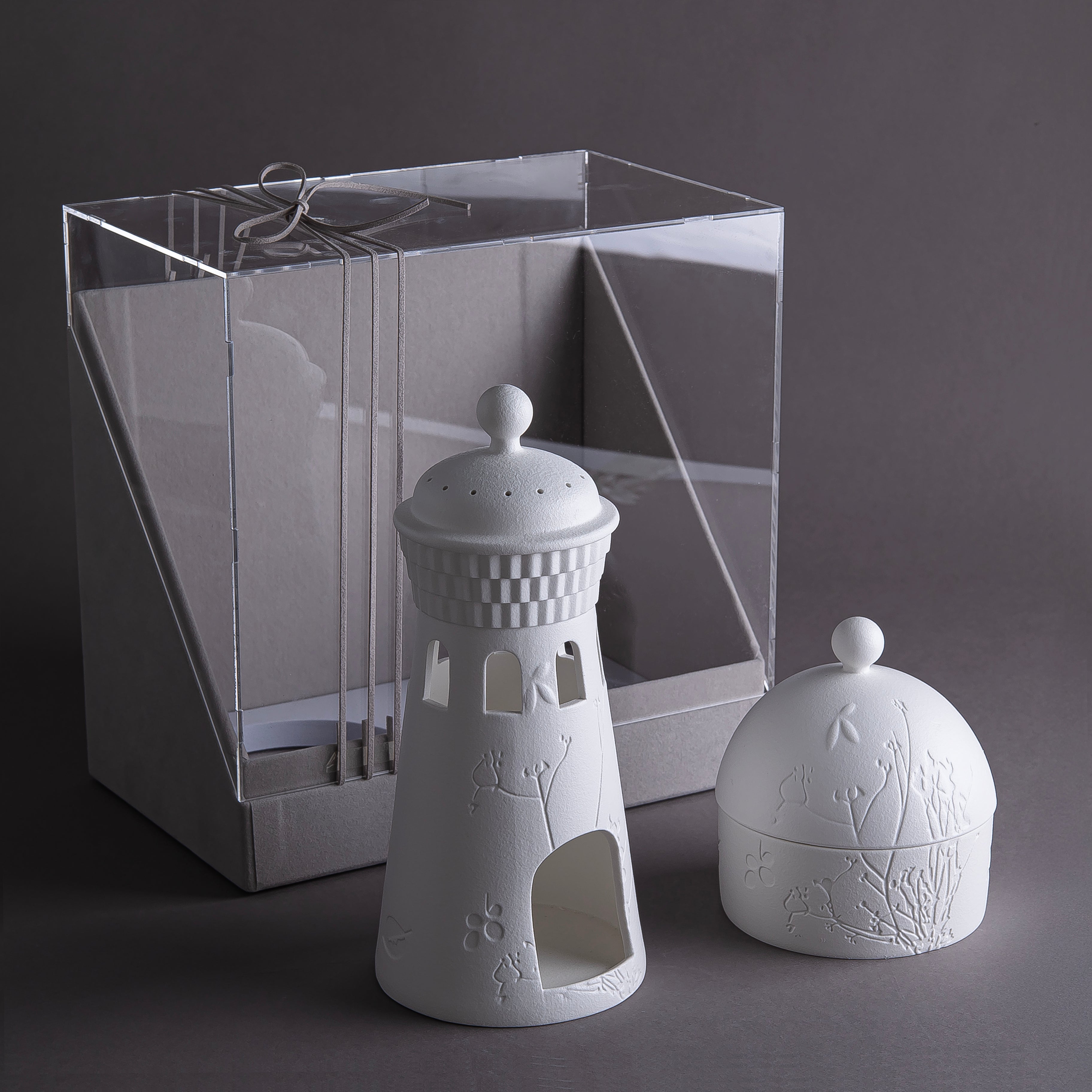 Mabkhar & Ceramic Bowl with Gift Box – White