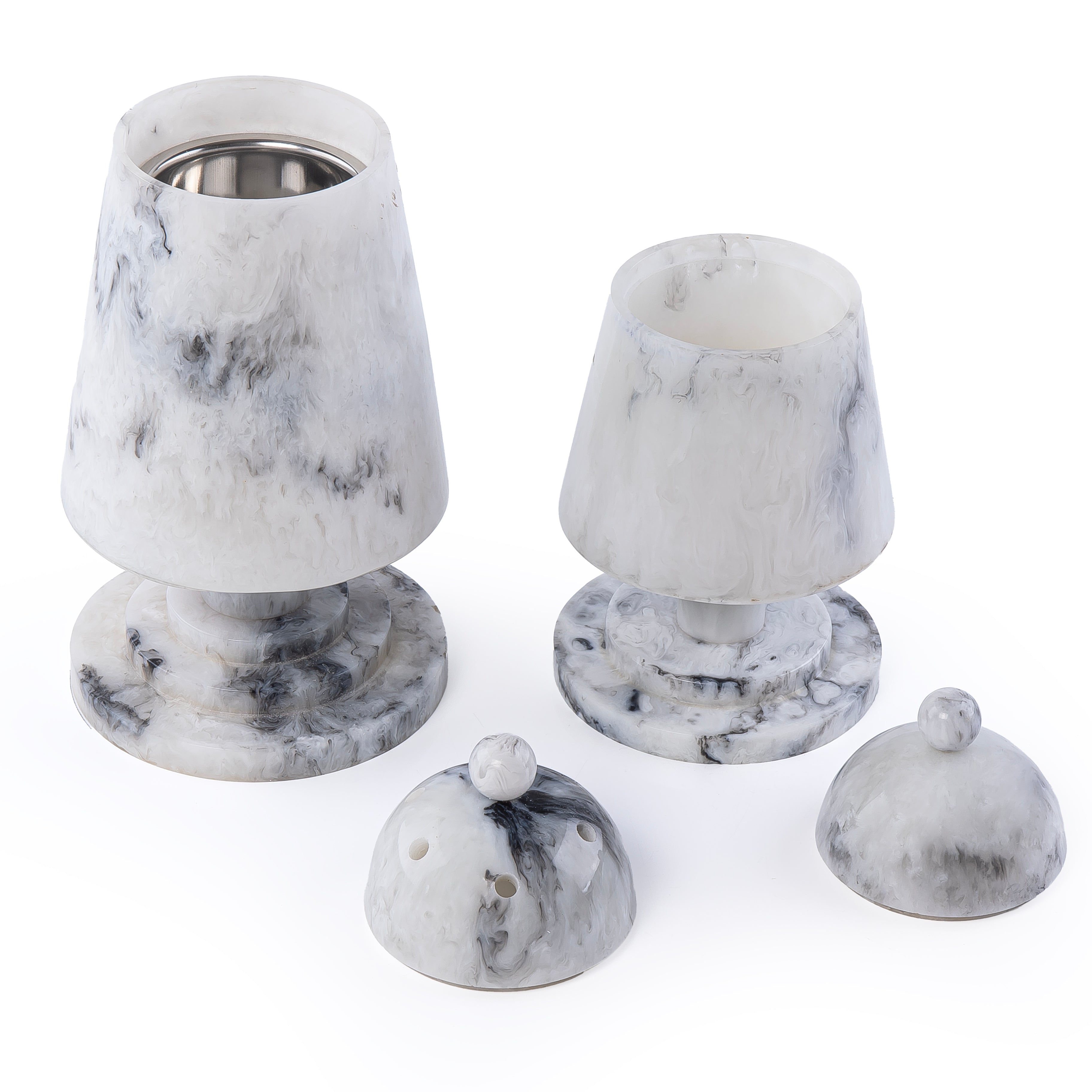 Elegant Resin Mabkhar Set of 2 pcs With Cover - Black&white