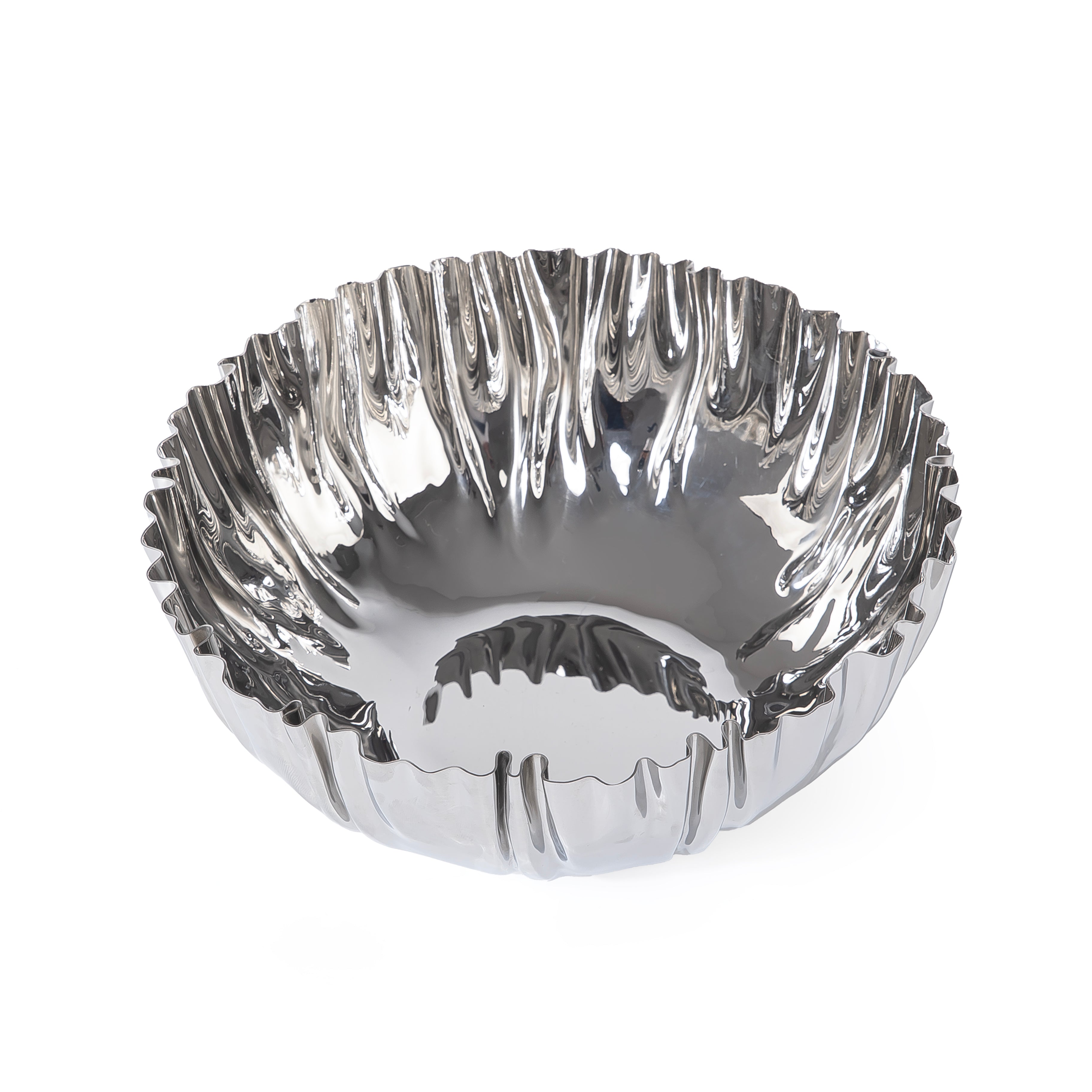 Round silver metal serving bowl - Large