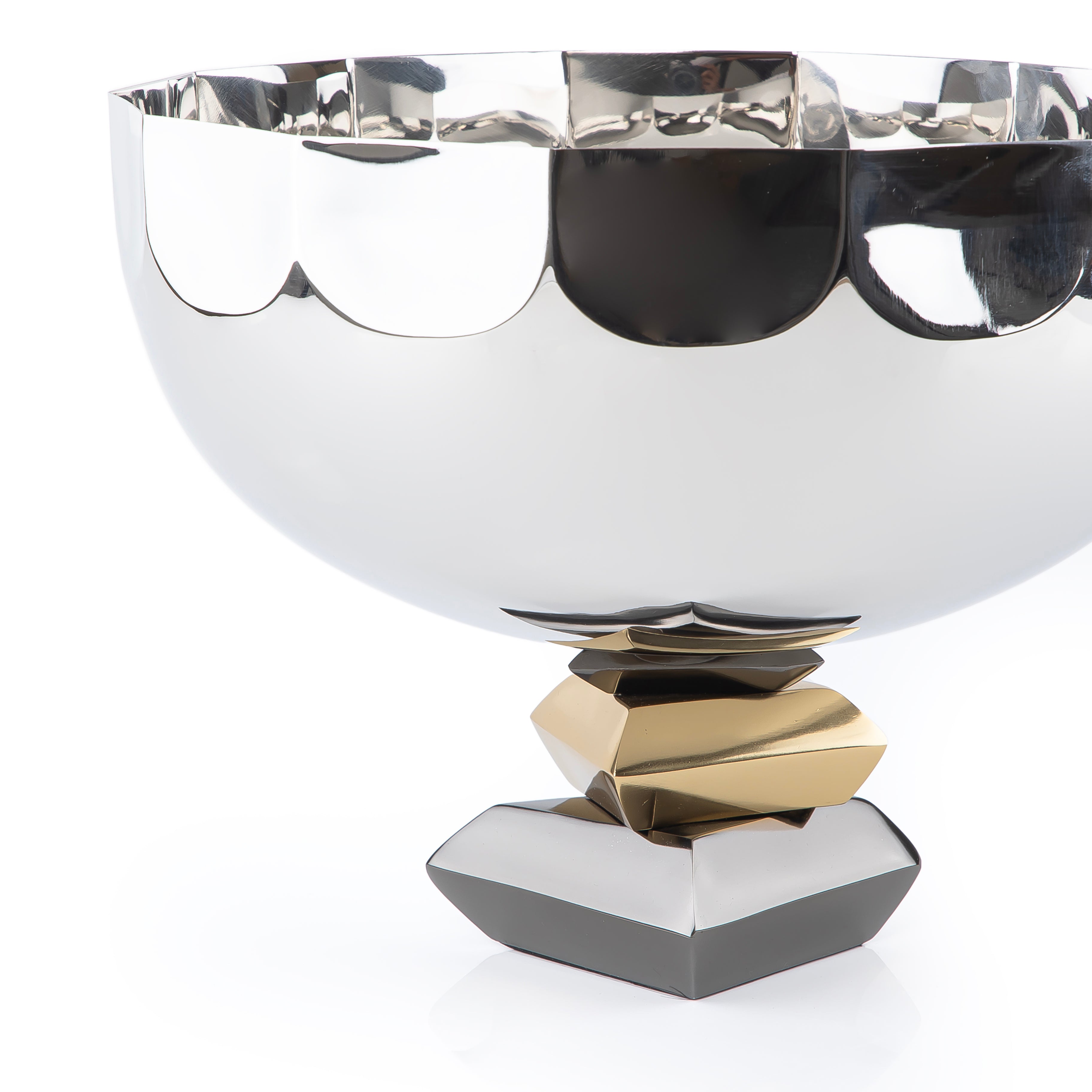 Round Metal Serving Bowl Gold and Black color