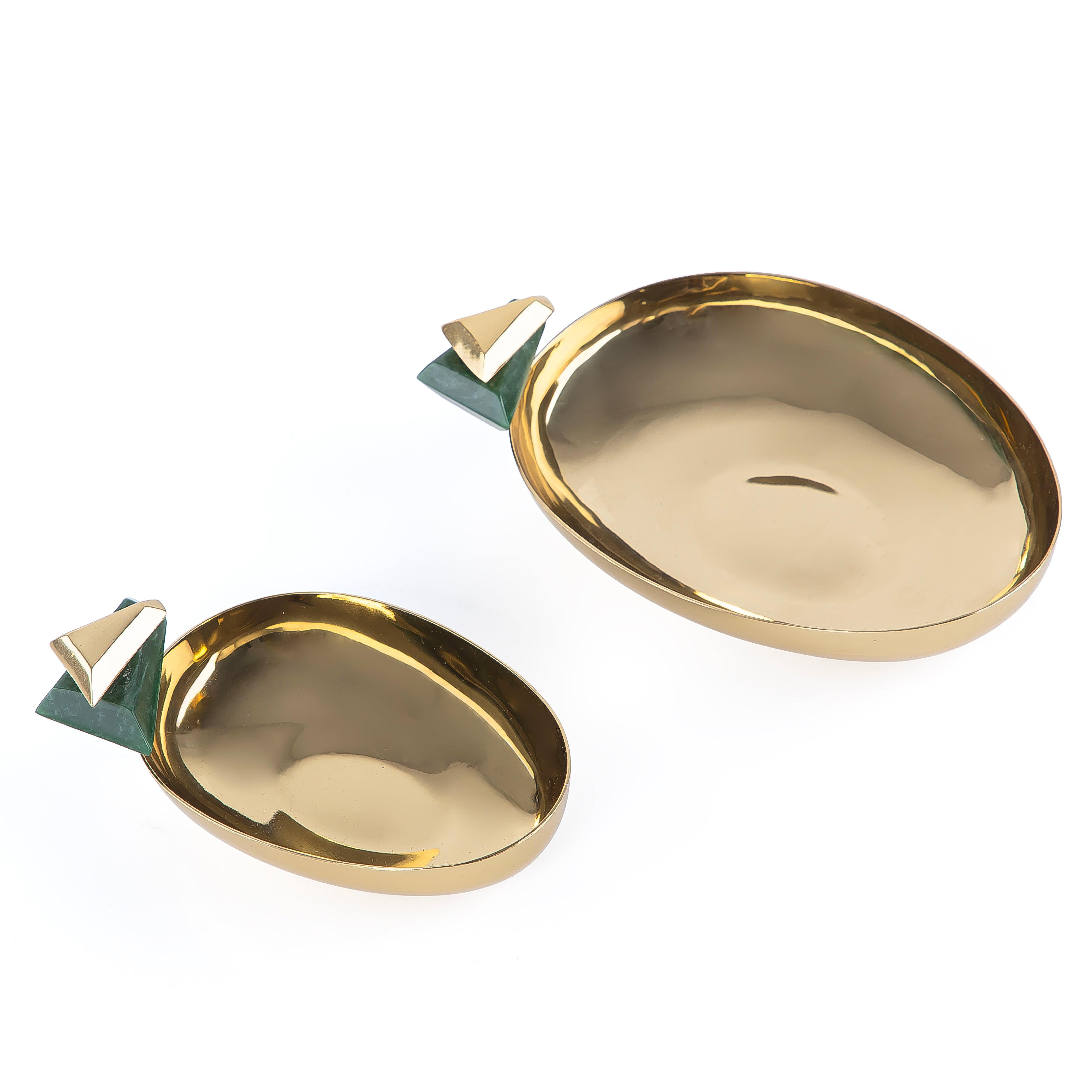 Set of 2 Shiny Steel Serving Bowl with gift box - Gold & Green