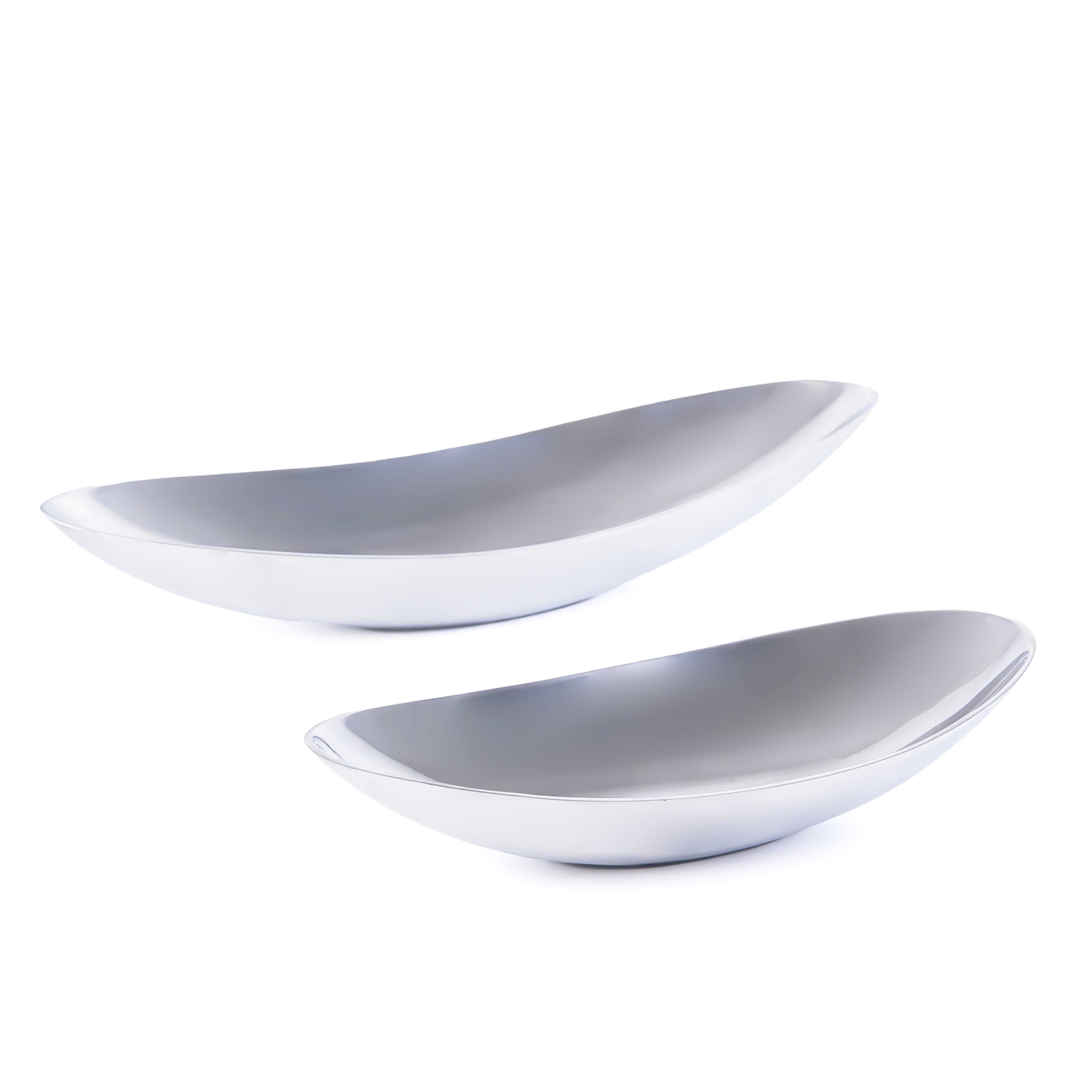 Set of 2 Oval Metal Plates - Silver