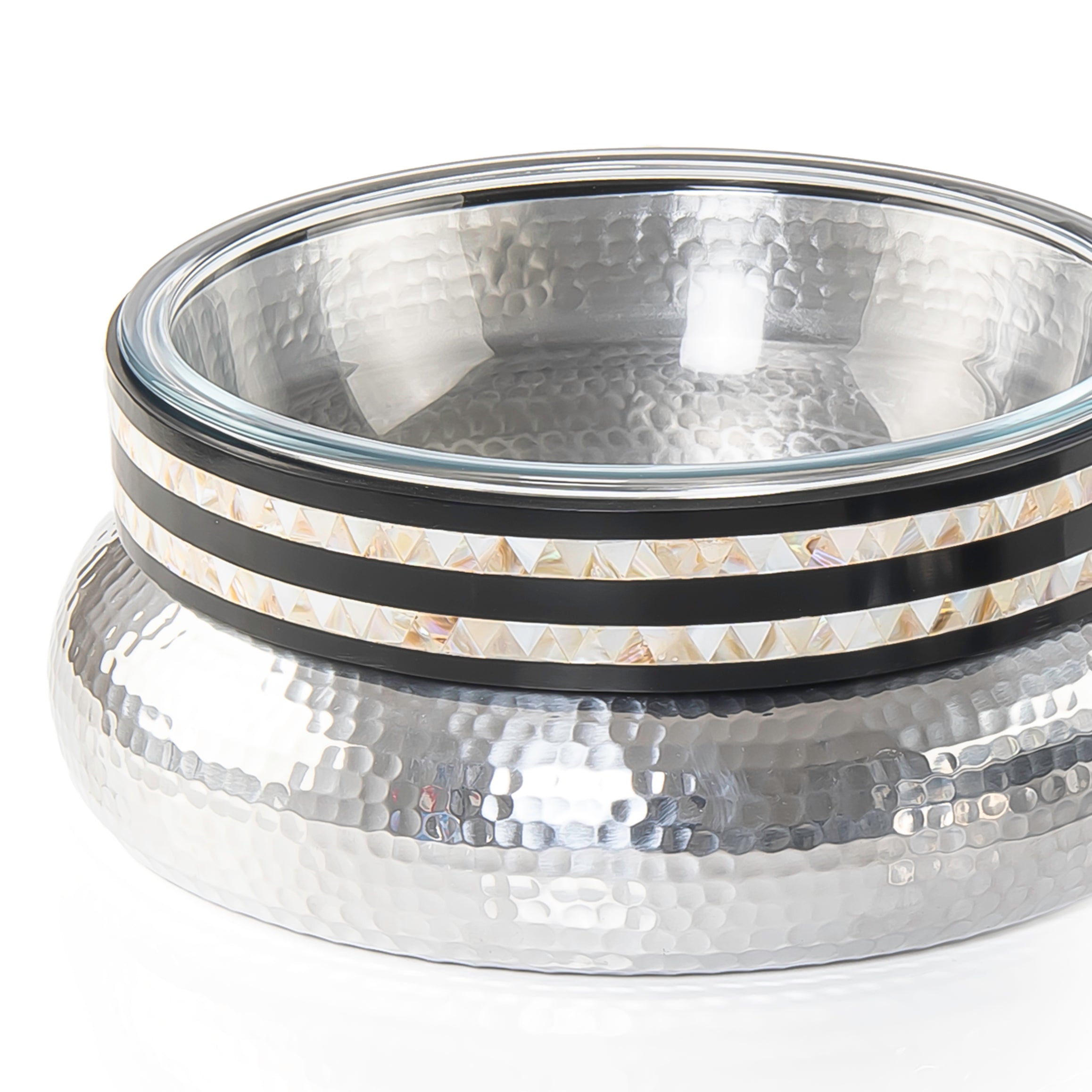 Round Aluminium Bowl With glass bowel - Large