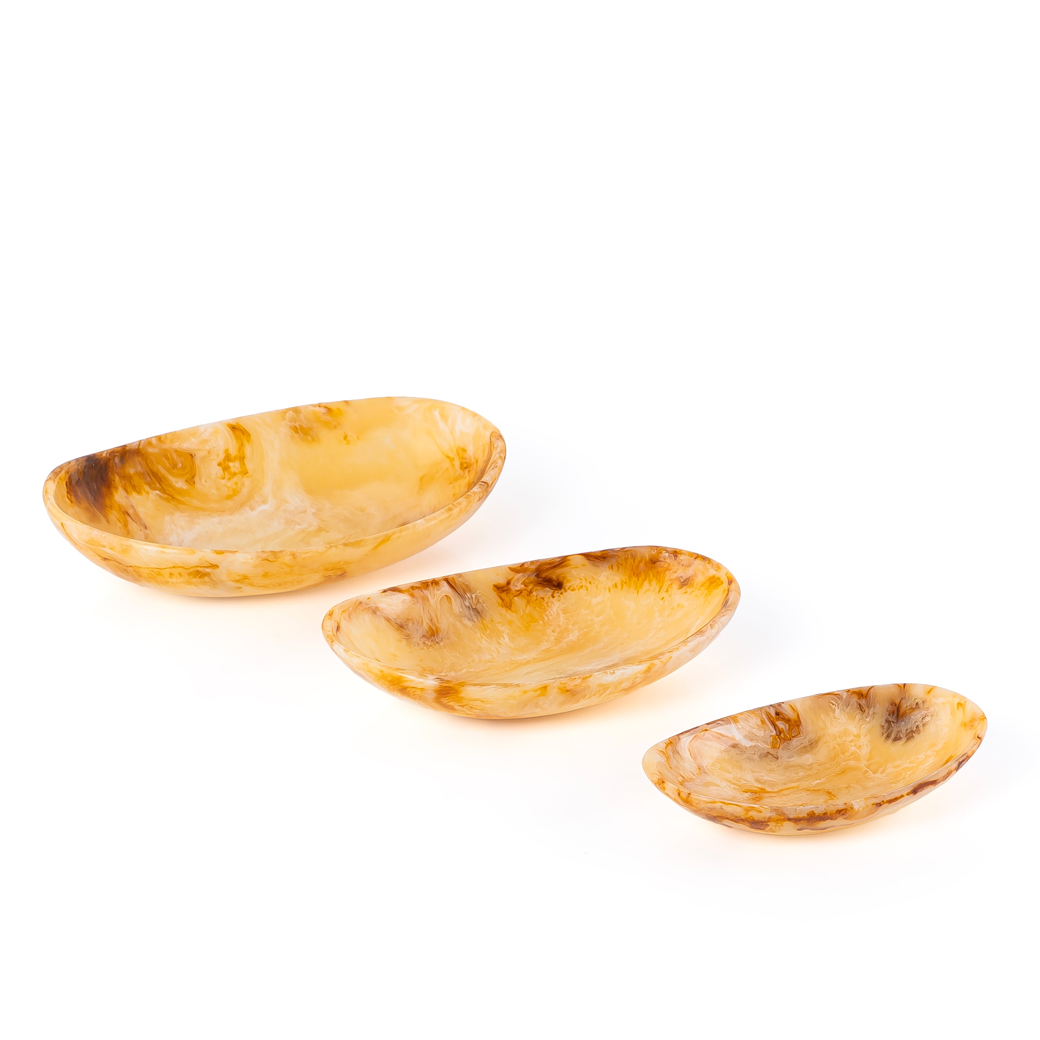 Set of 3 Resin Oval Plate with gift box - Amber