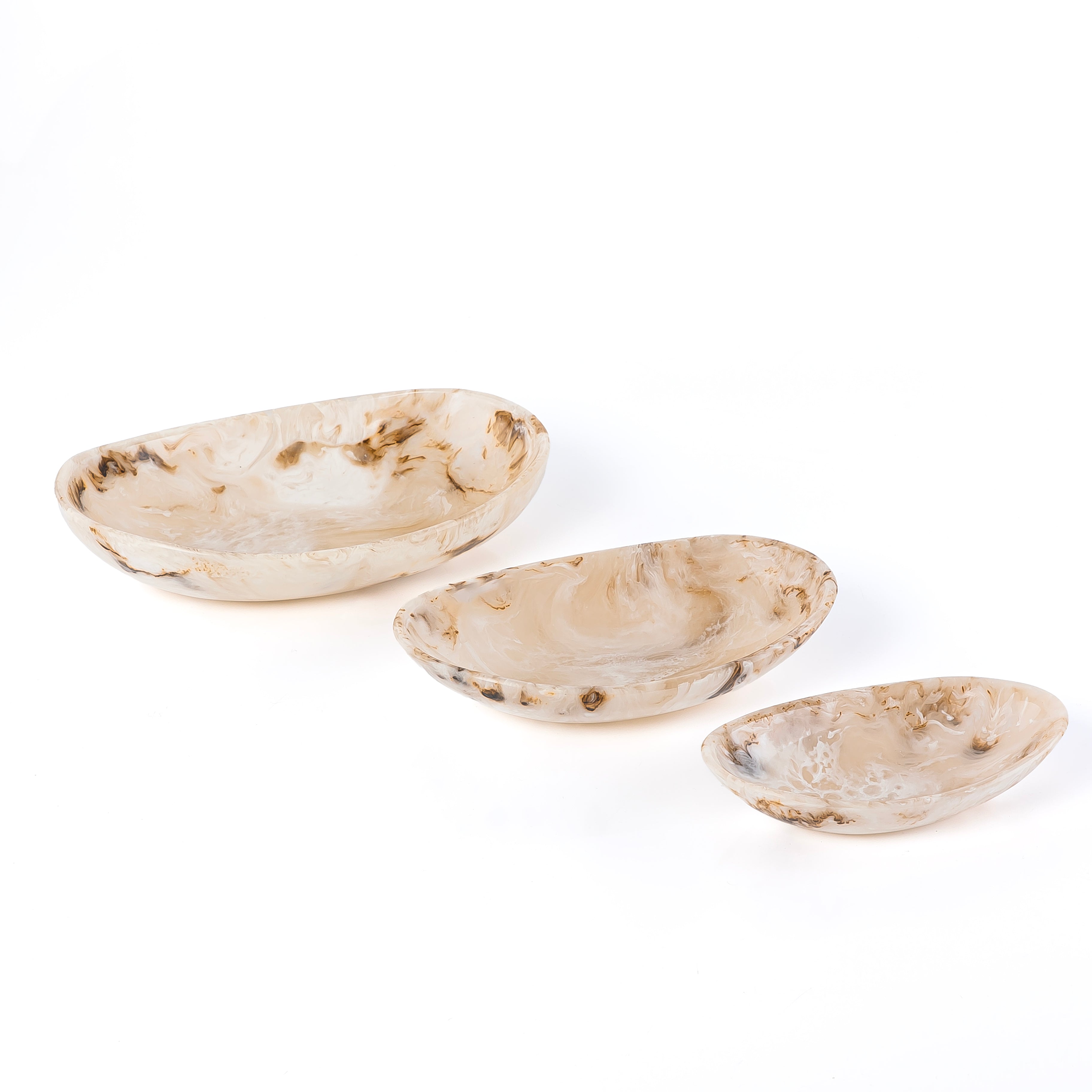 Set of 3 Resin Oval Plate with gift box - Beige
