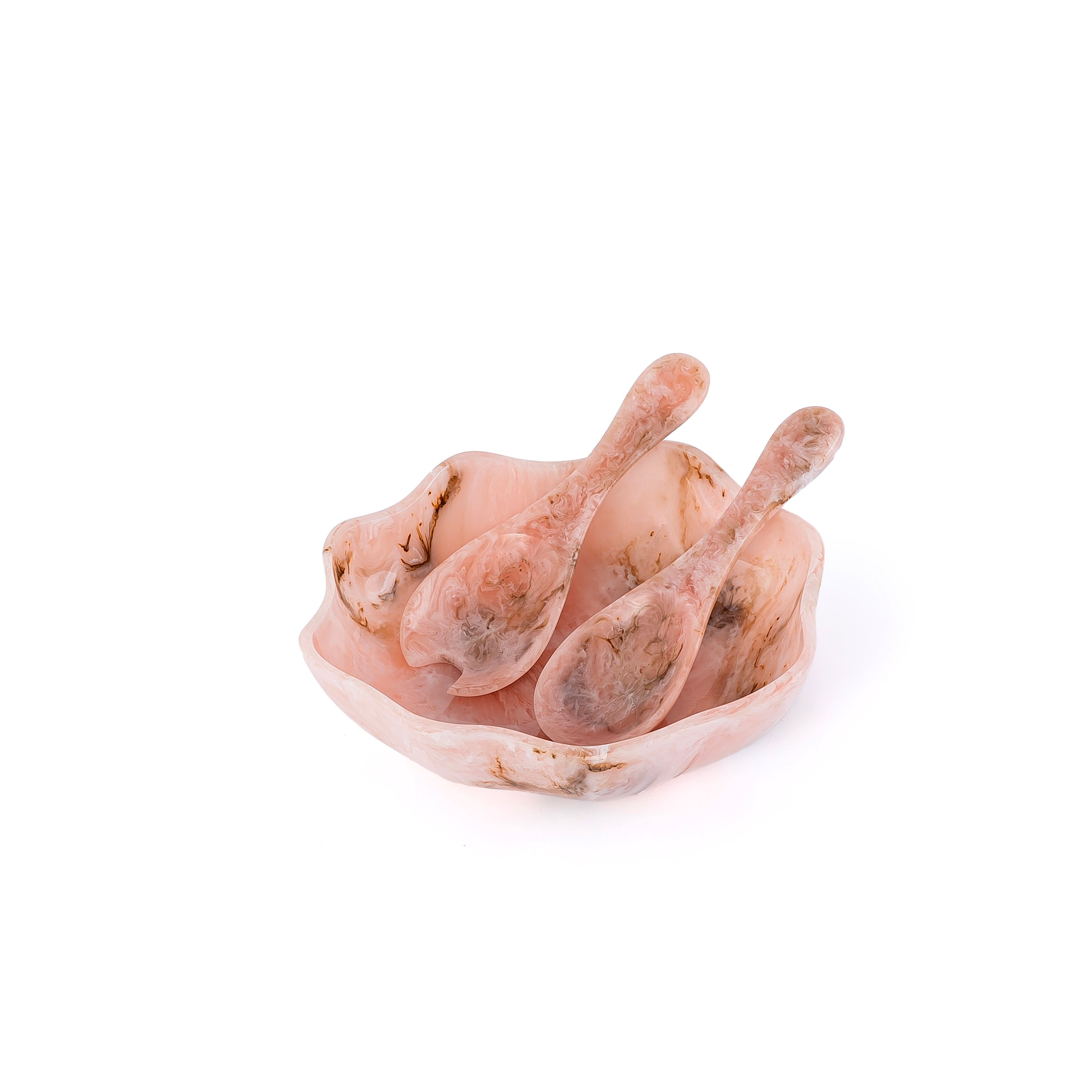 Set of Resin Small Bowl , 2 Spoons with gift box - Pink