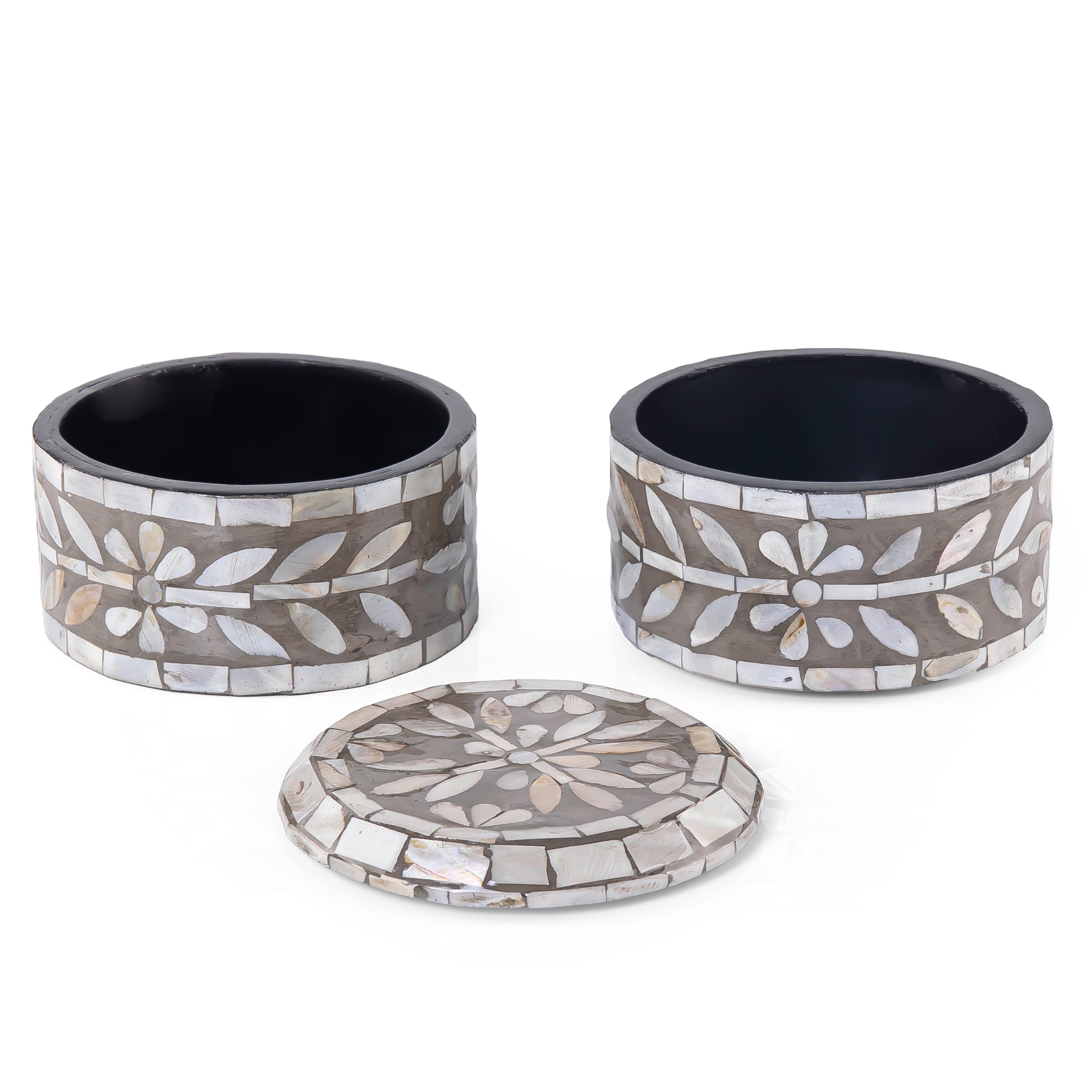 صندوق رمادي 2 طبقة مع غطاء