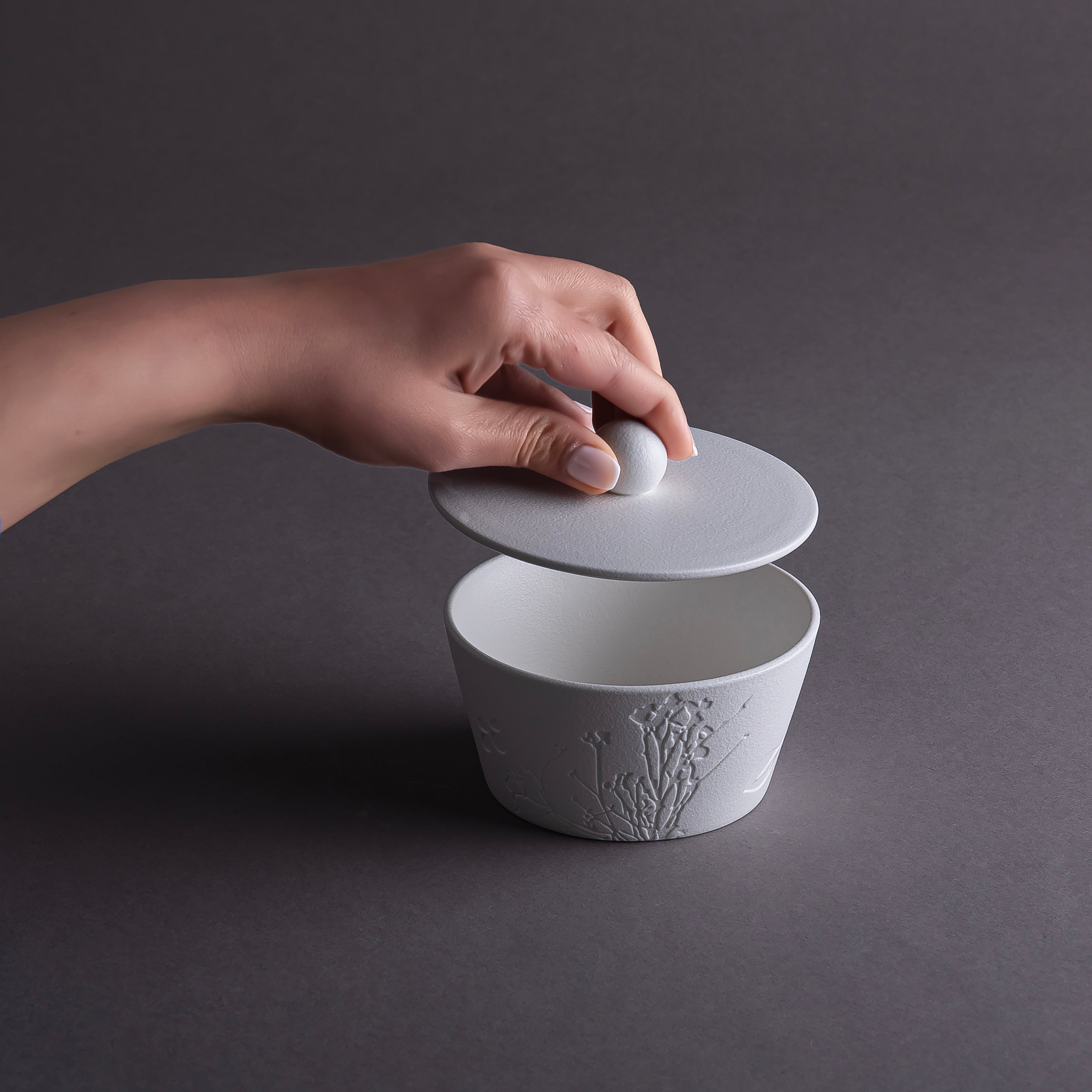 Matt White Ceramic Bowl with cover