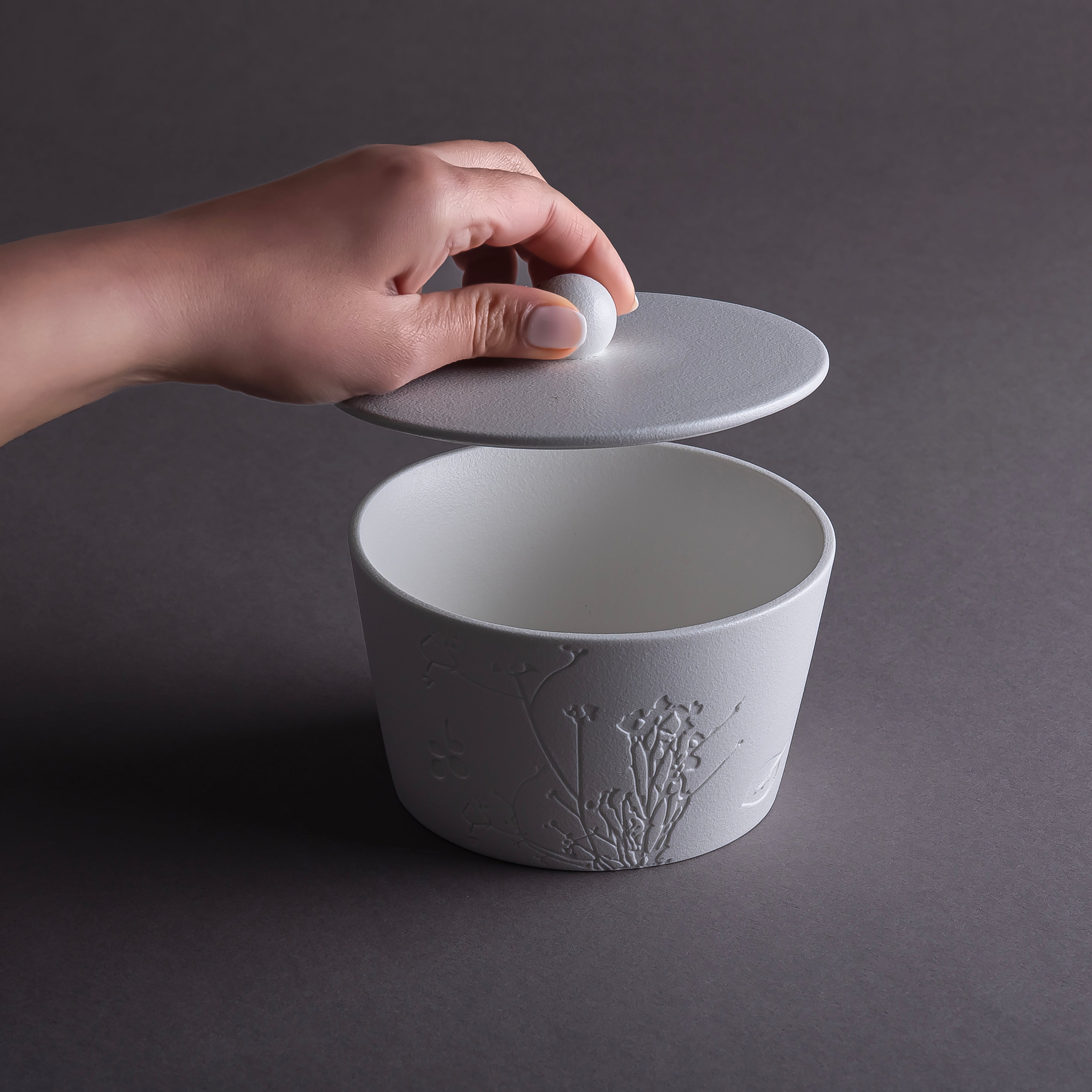 Matt White Ceramic Bowl with cover