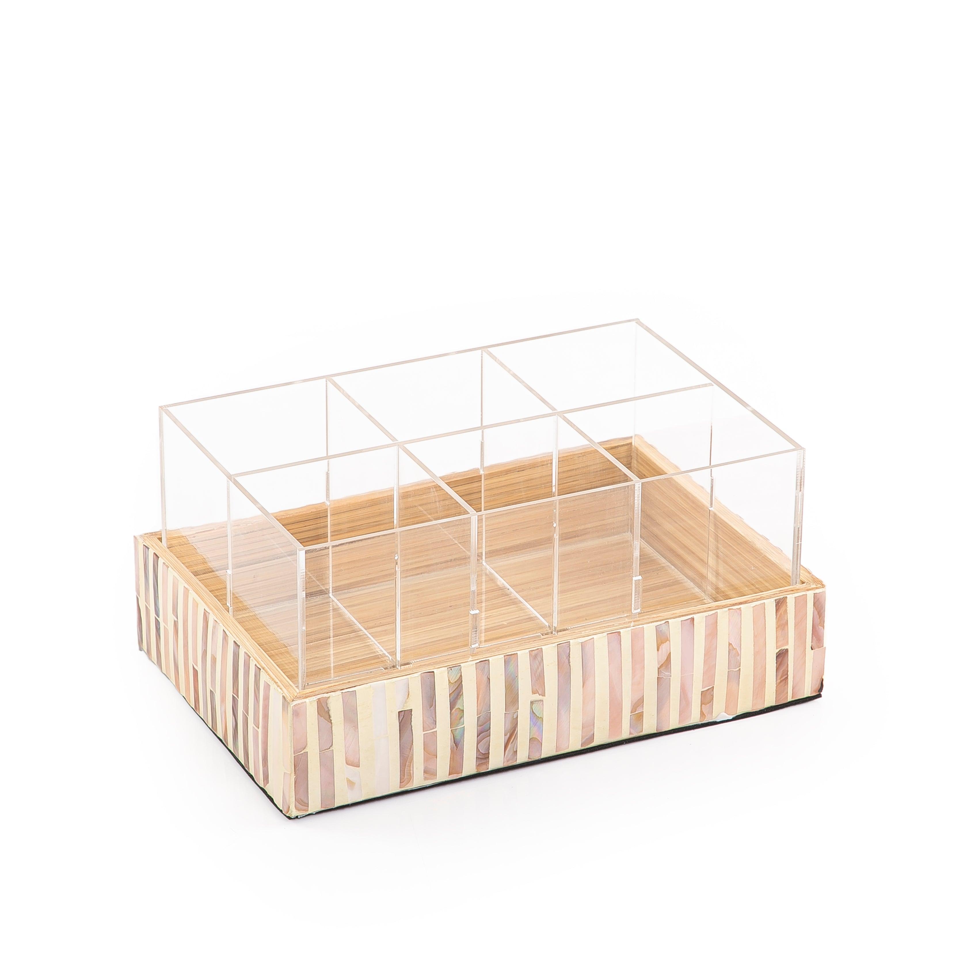 A rectangular Mop tray divided into 6 acrylic boxes