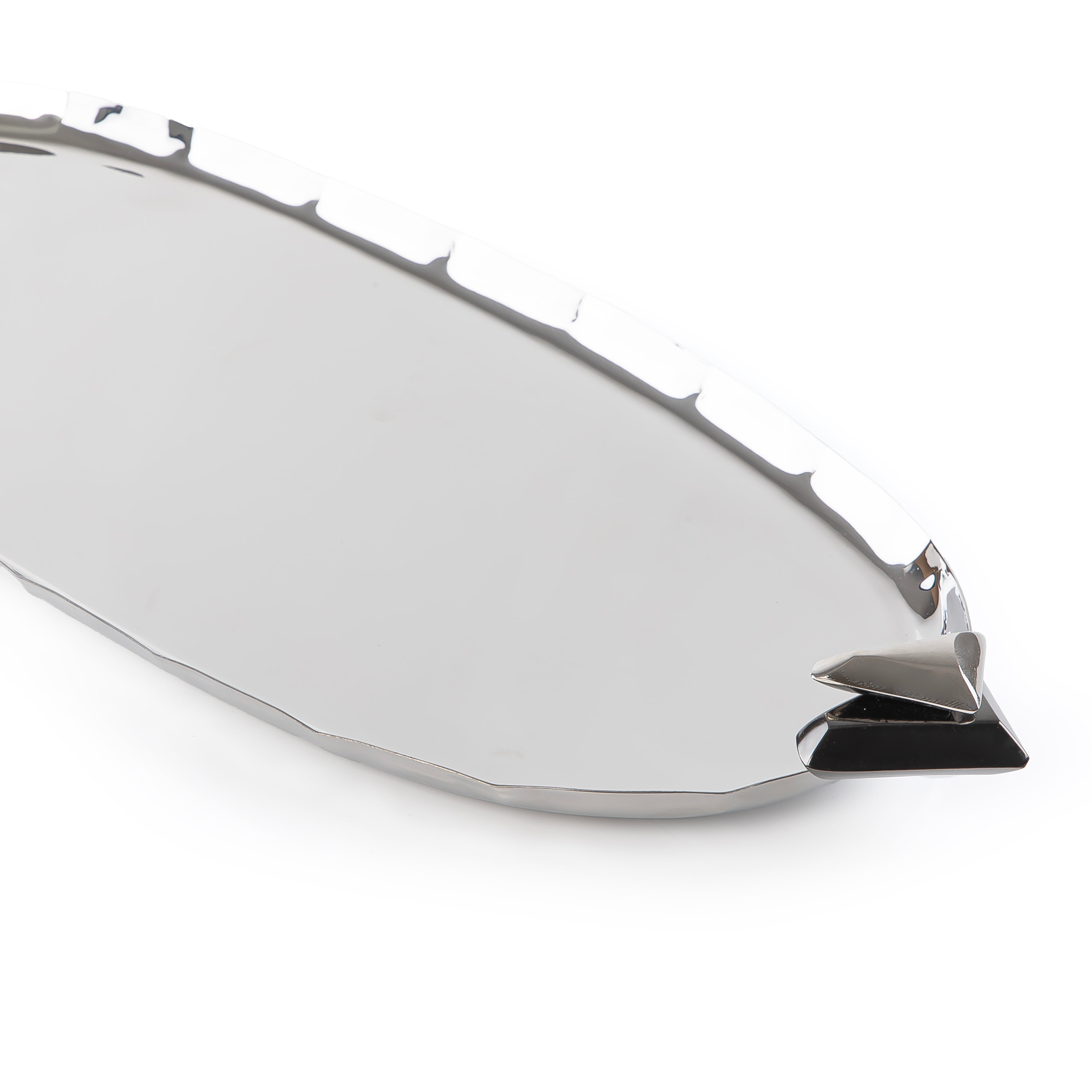 Oval Metal Tray Silver and Black - Large