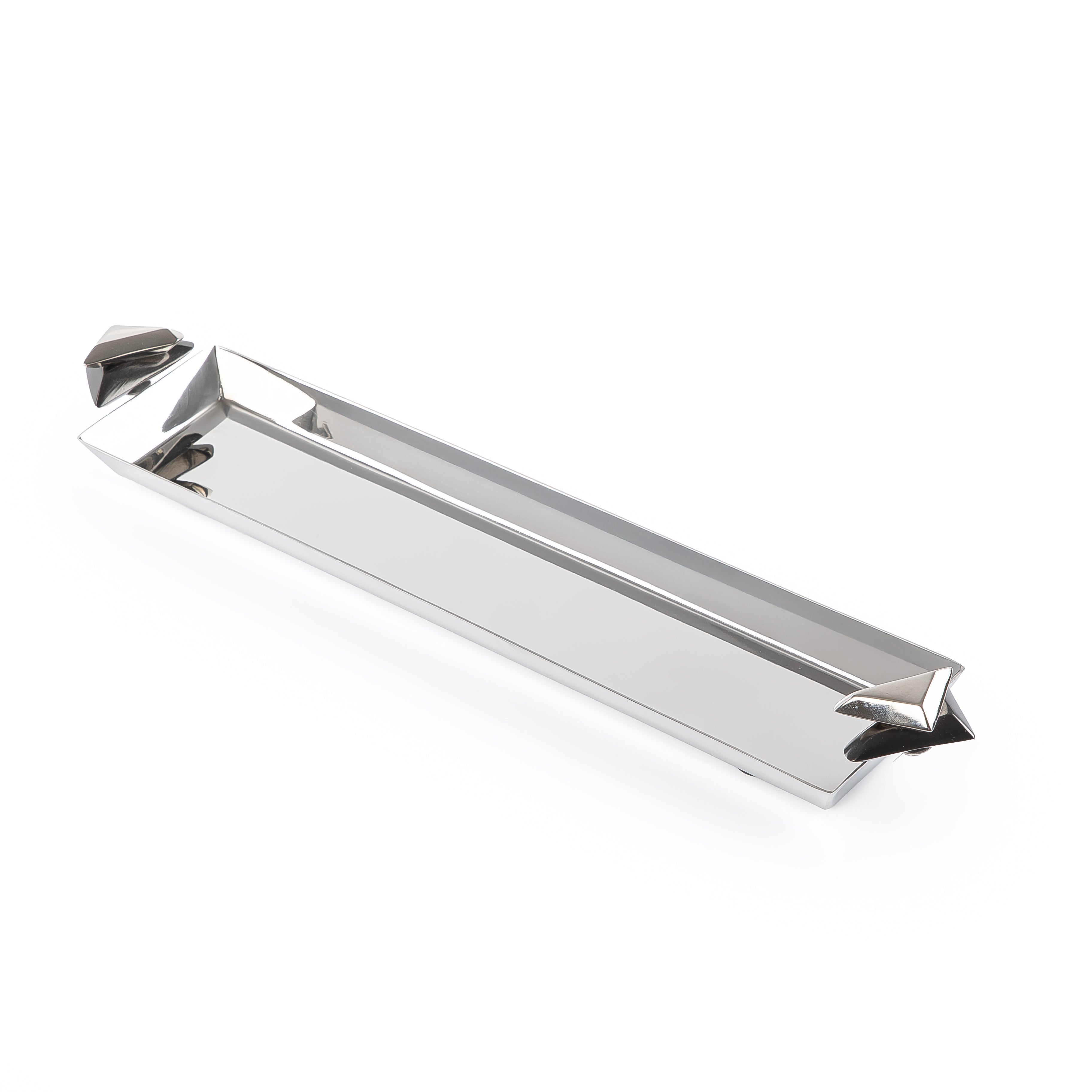 Long Metal Serving Tray Silver & Black - Small