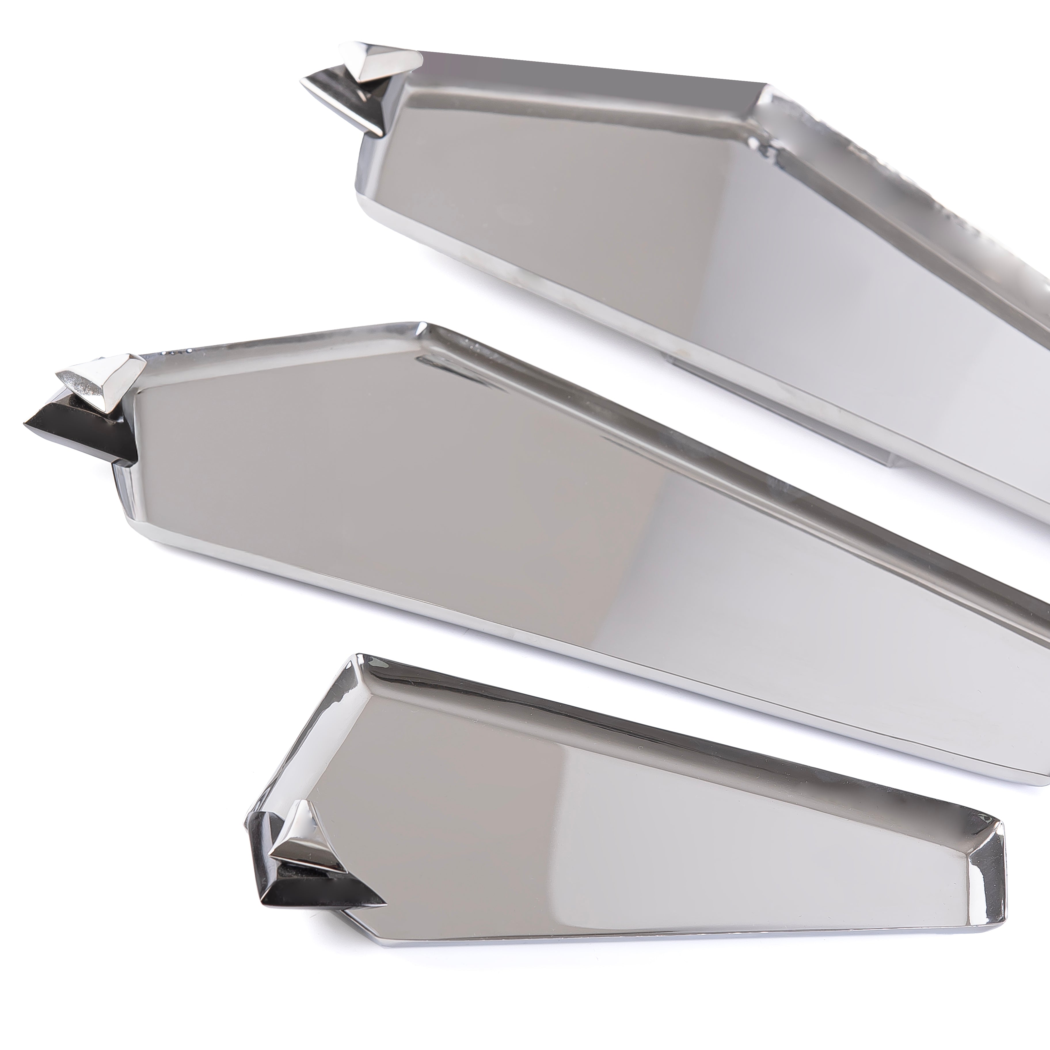 Set of 3 Metal Tray with gift box - Silver & Black