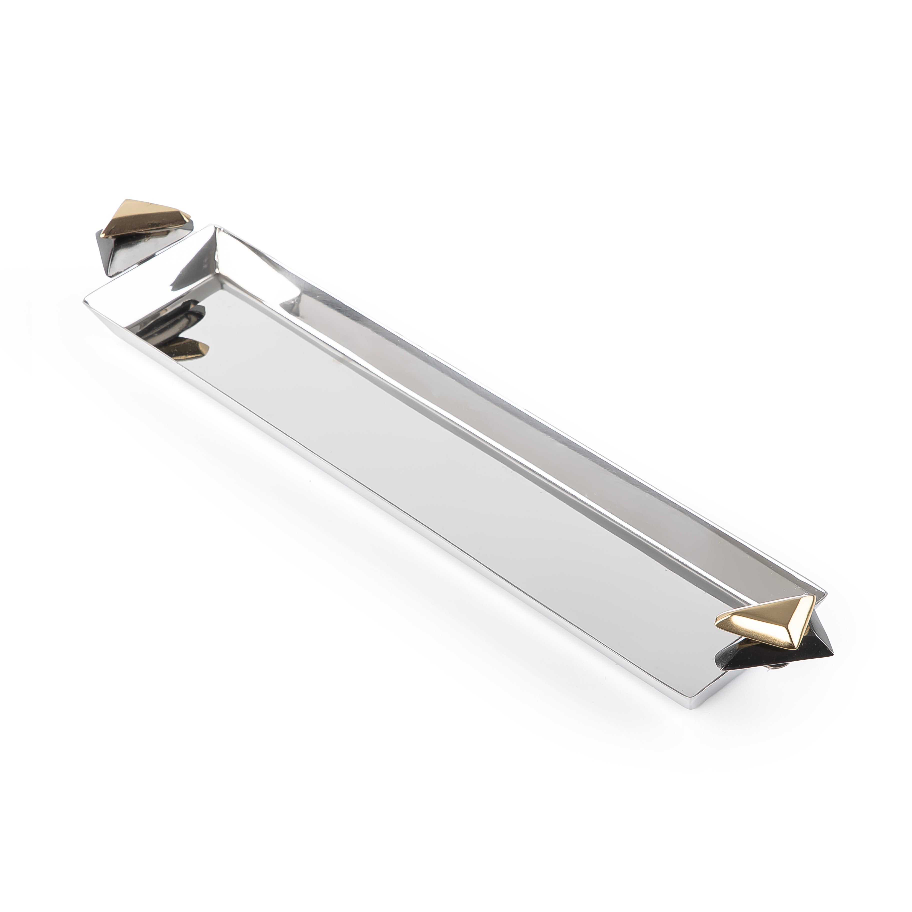 Long Metal Serving Tray Black & Gold - Small