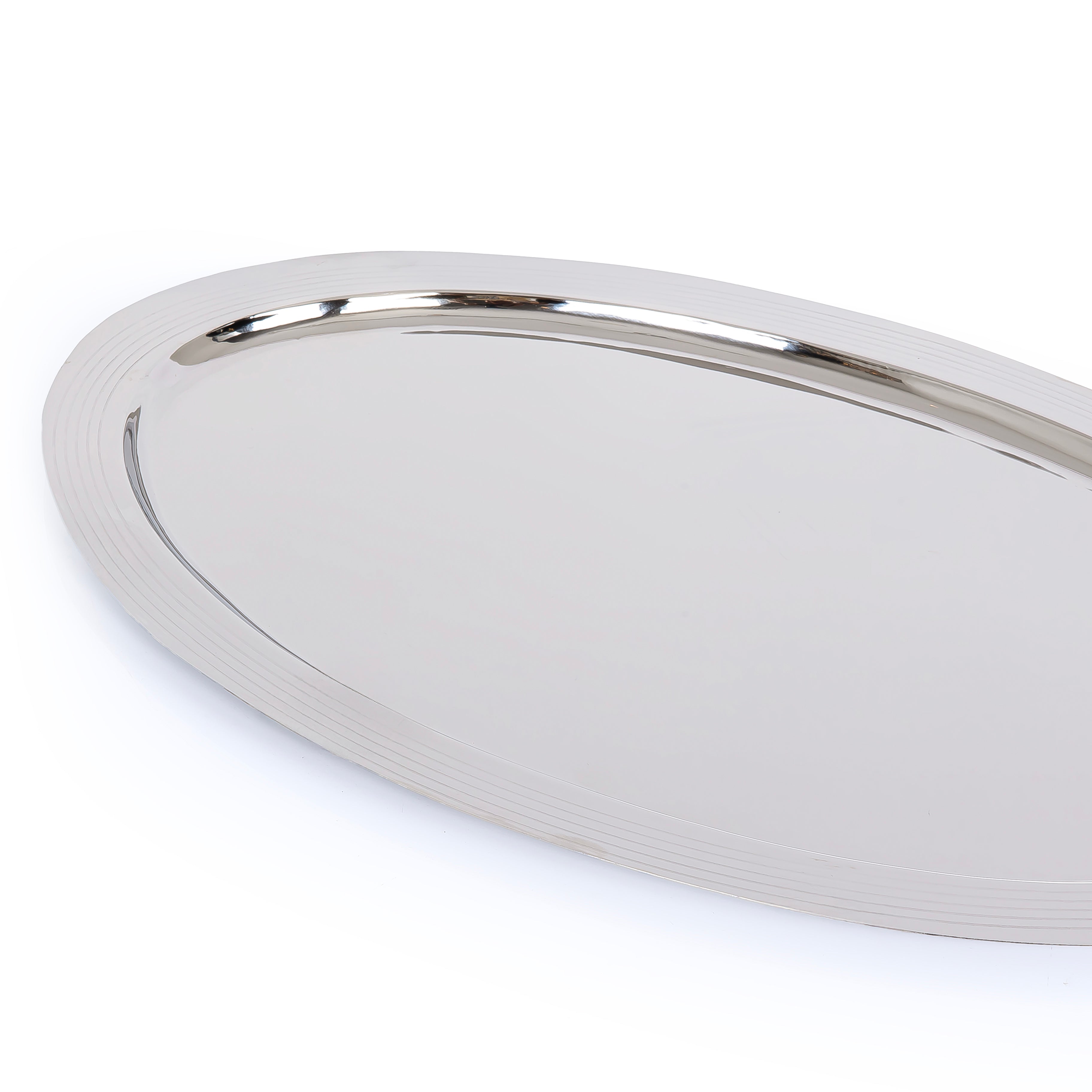 Oval Stainless Steel Serving Tray - Large