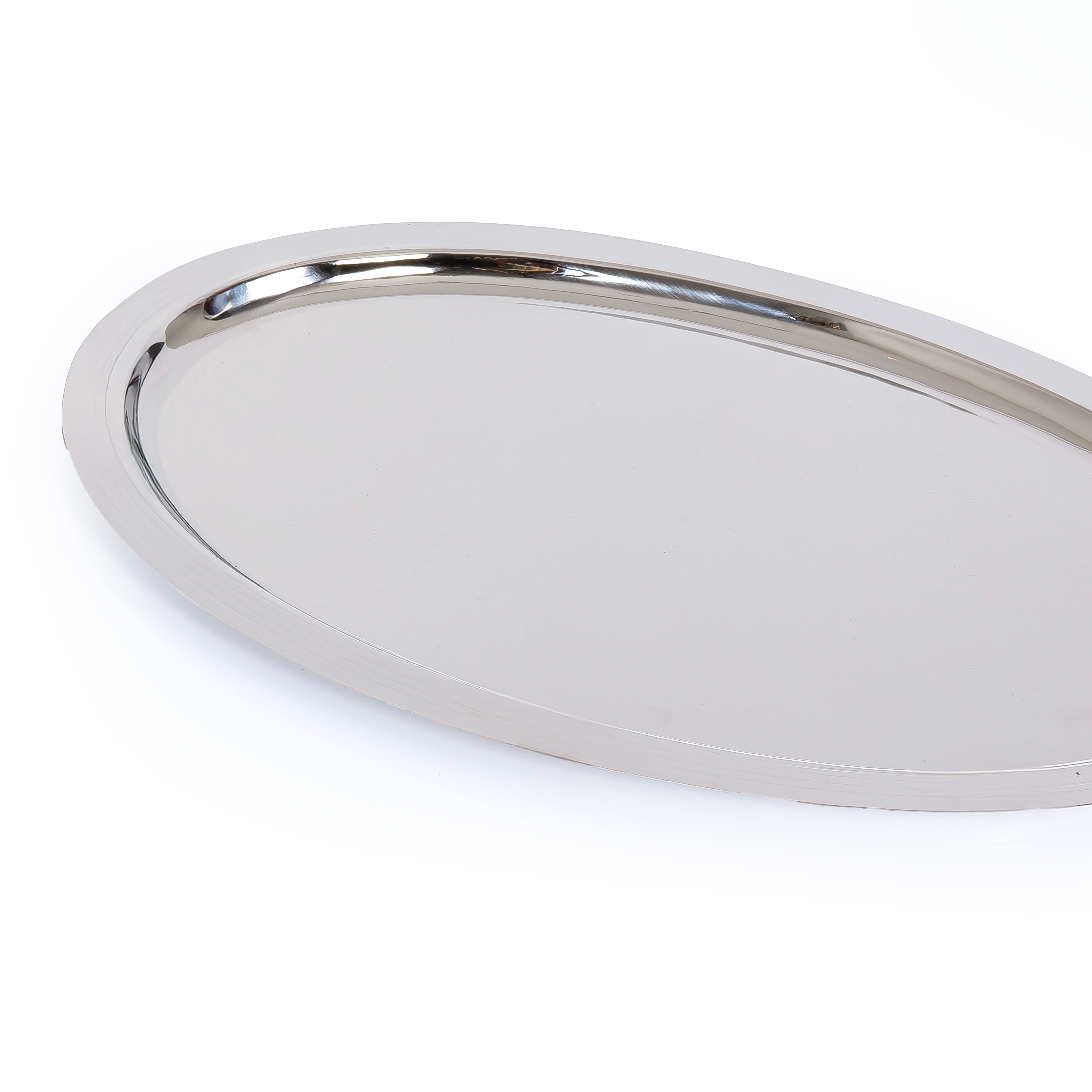 Oval Stainless Steel Serving Tray - Small