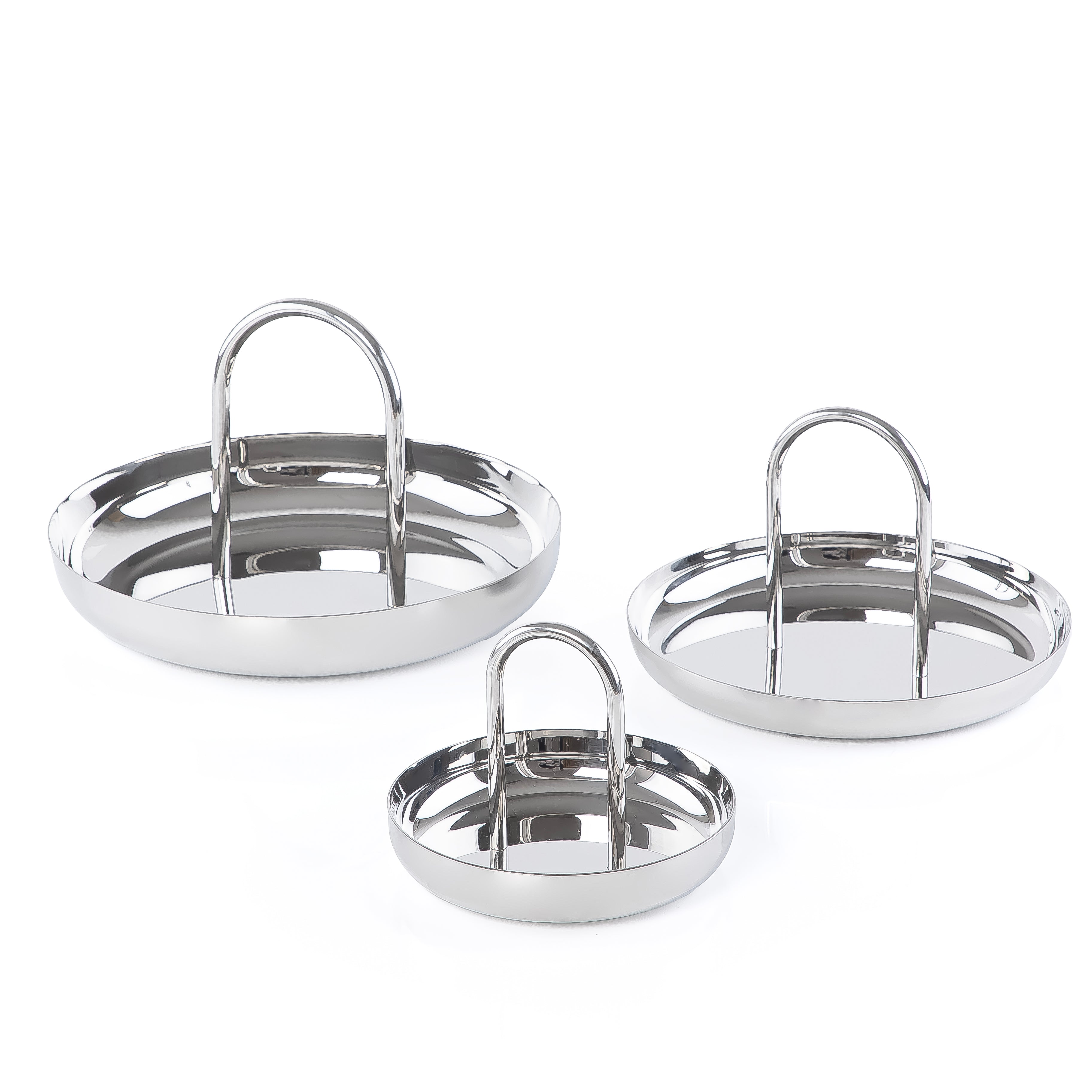 Set of 3 Stainless Steel bowl with a holder with gift box - Silver