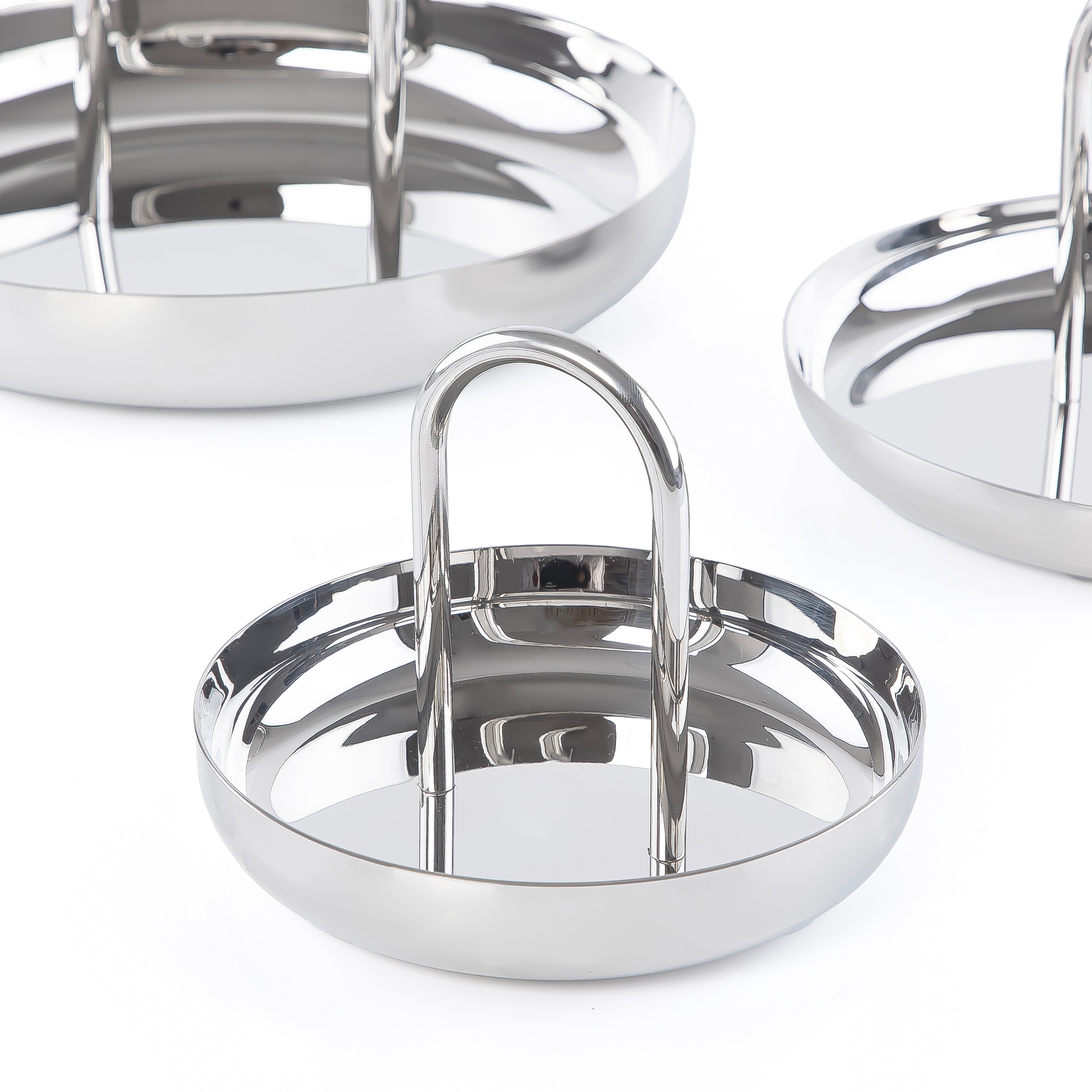Set of 3 Stainless Steel bowl with a holder with gift box - Silver