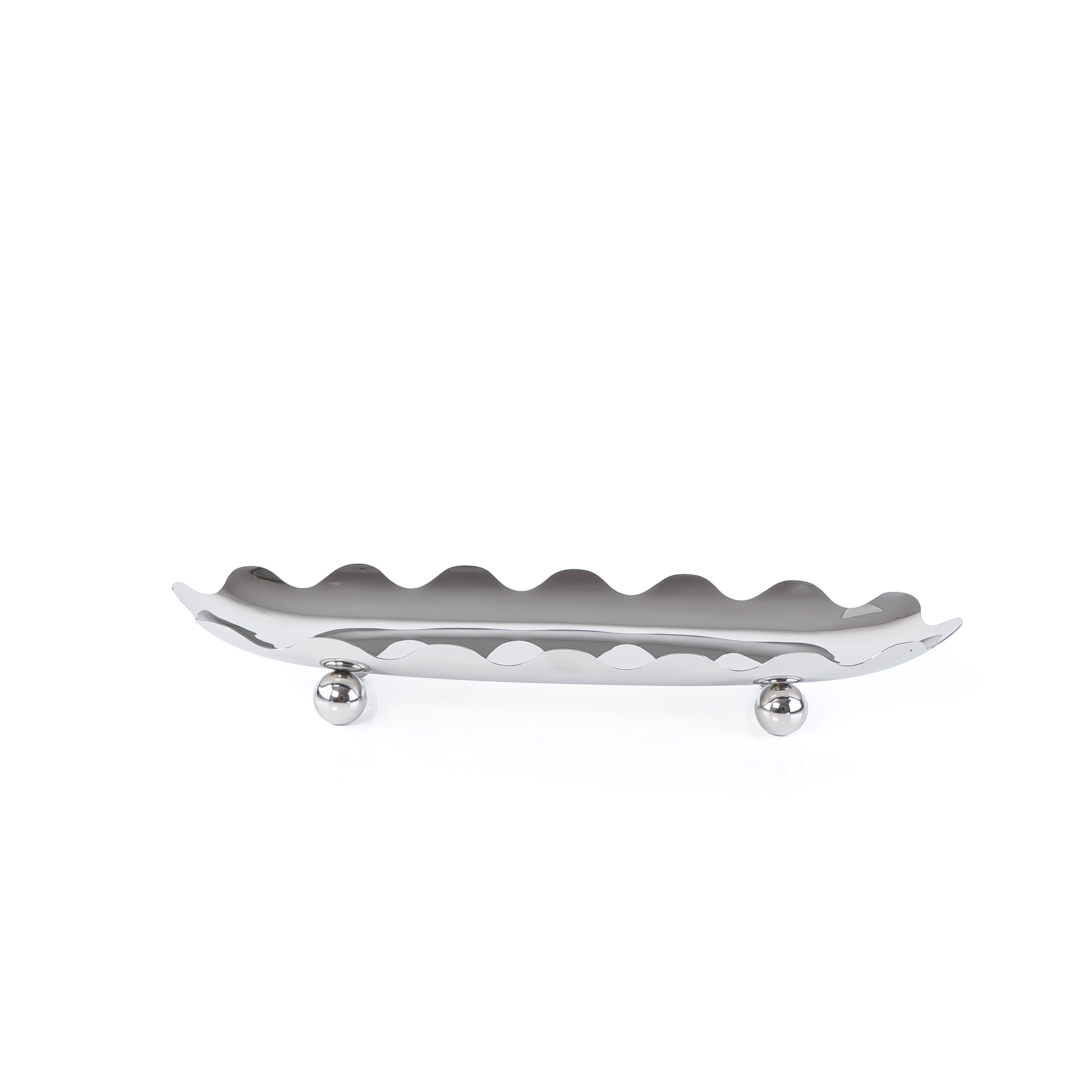 Oval Metal stand With wavy edges - silver small