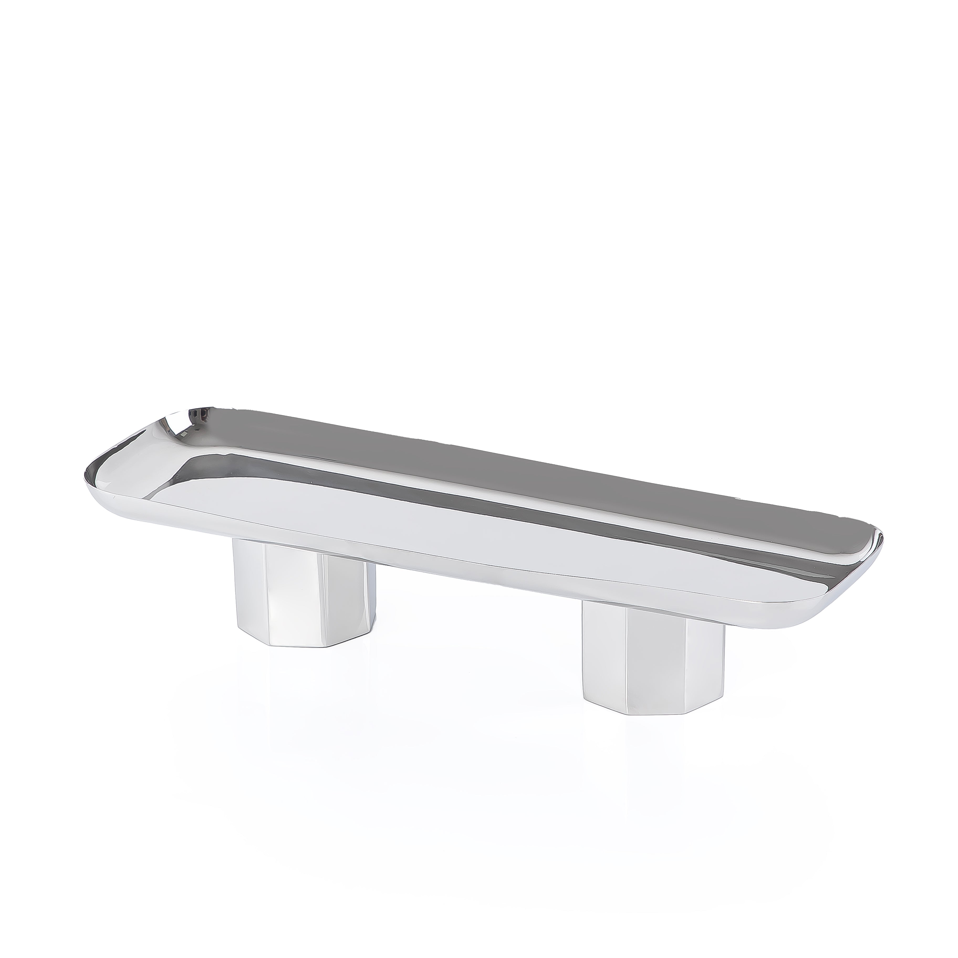 Rectangular silver metal stand with legs - small