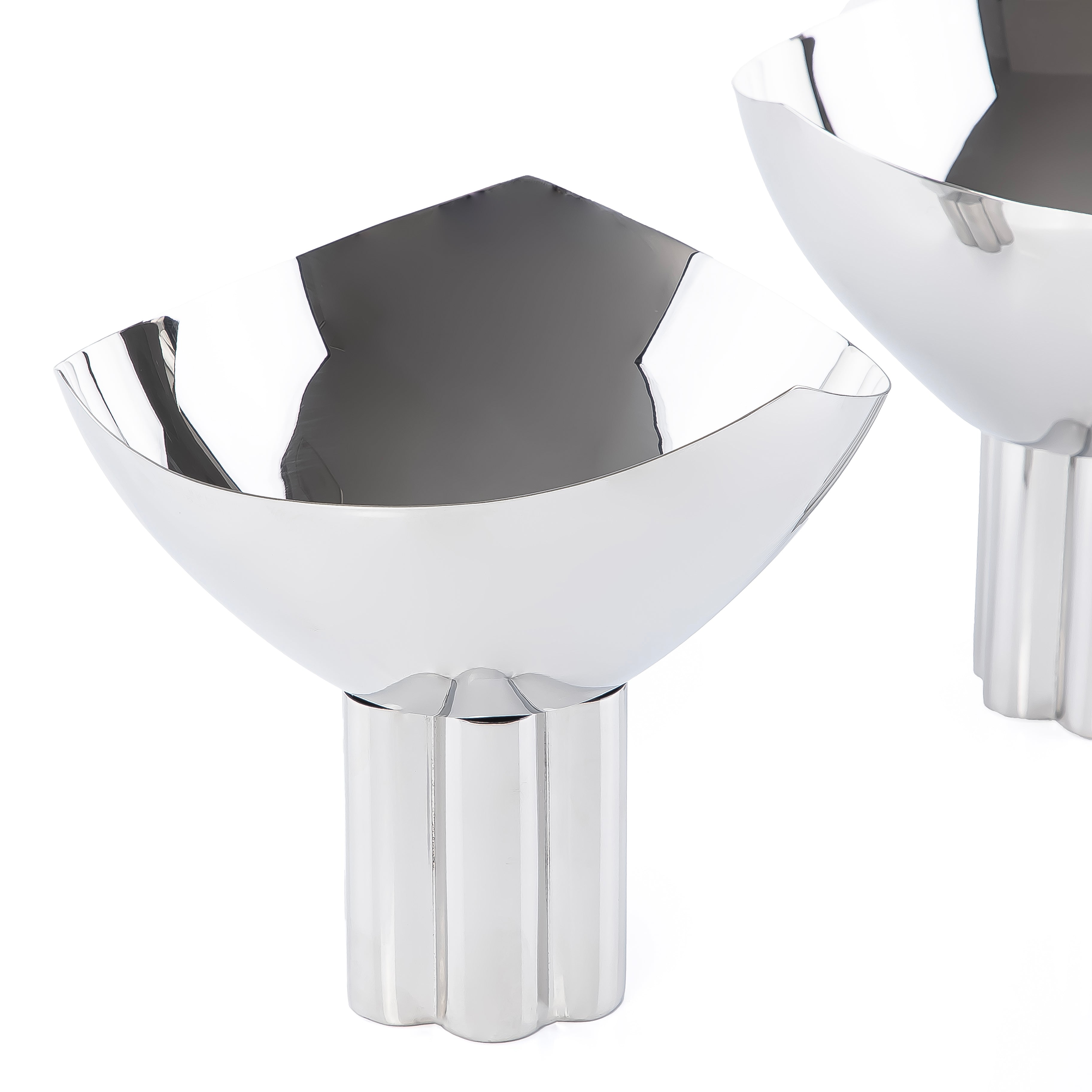 Set of 2 Metal Serving Bowl with base stand with gift box - Silver