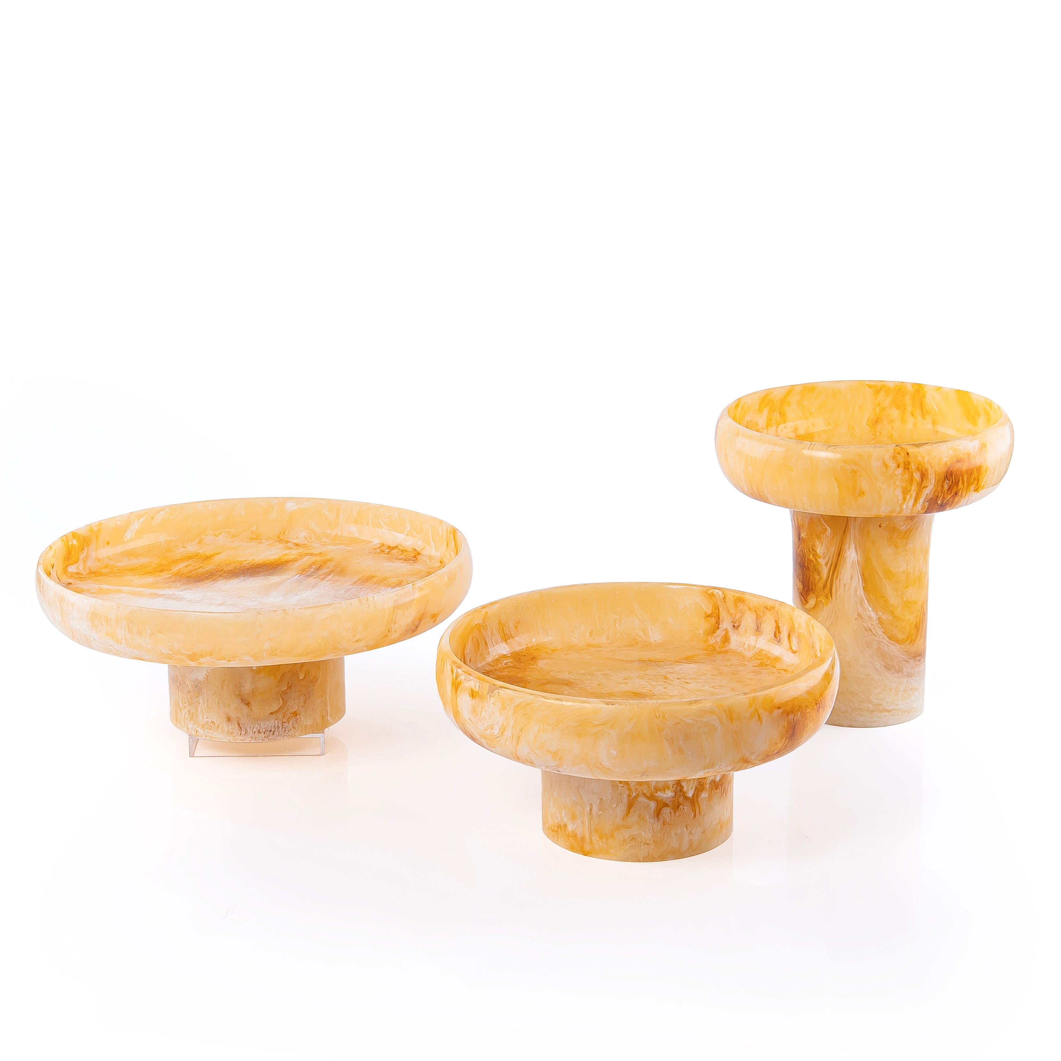 Set of 3 Resin Circular Stand with gift box - Amber