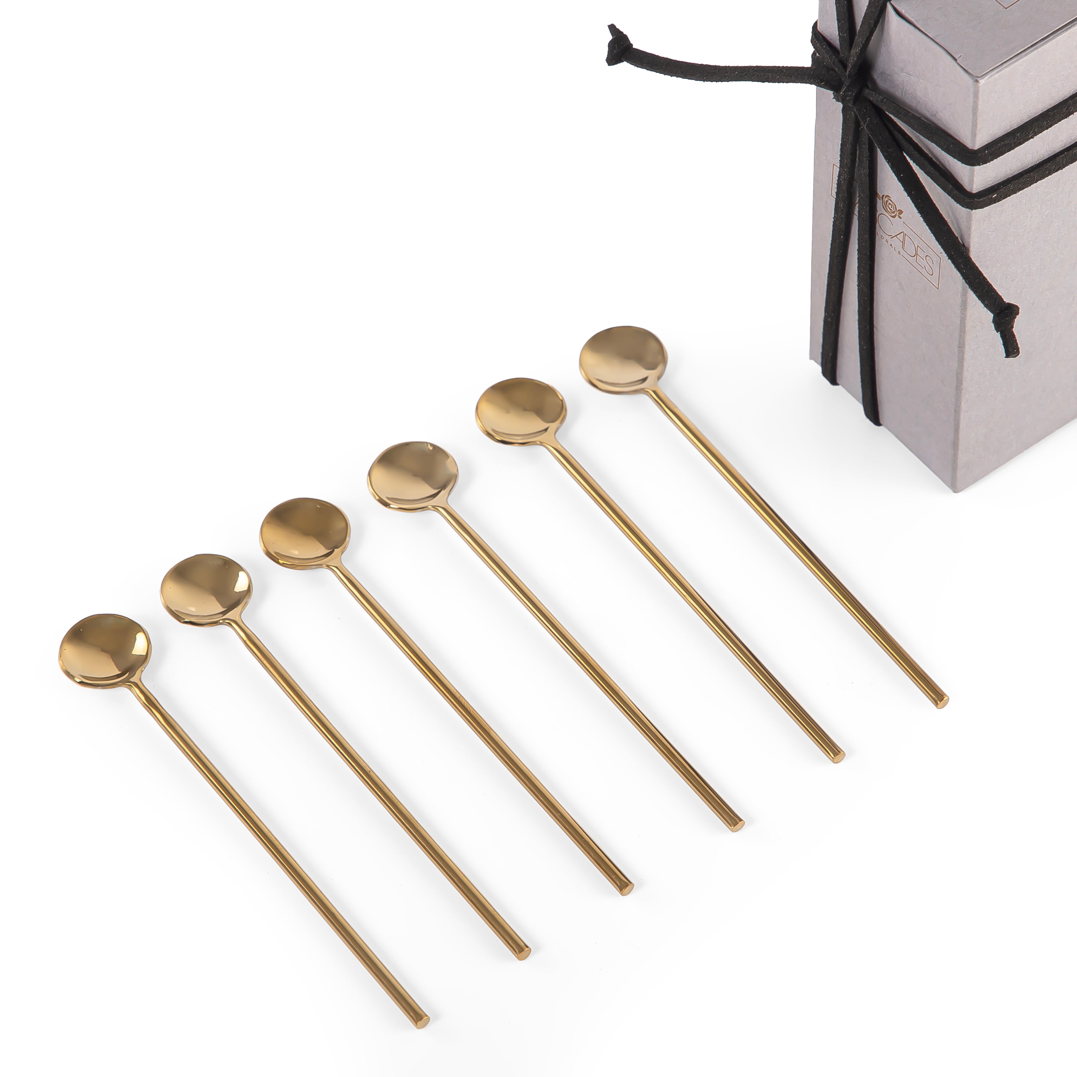 Set of 6 spoon with gift box - gold