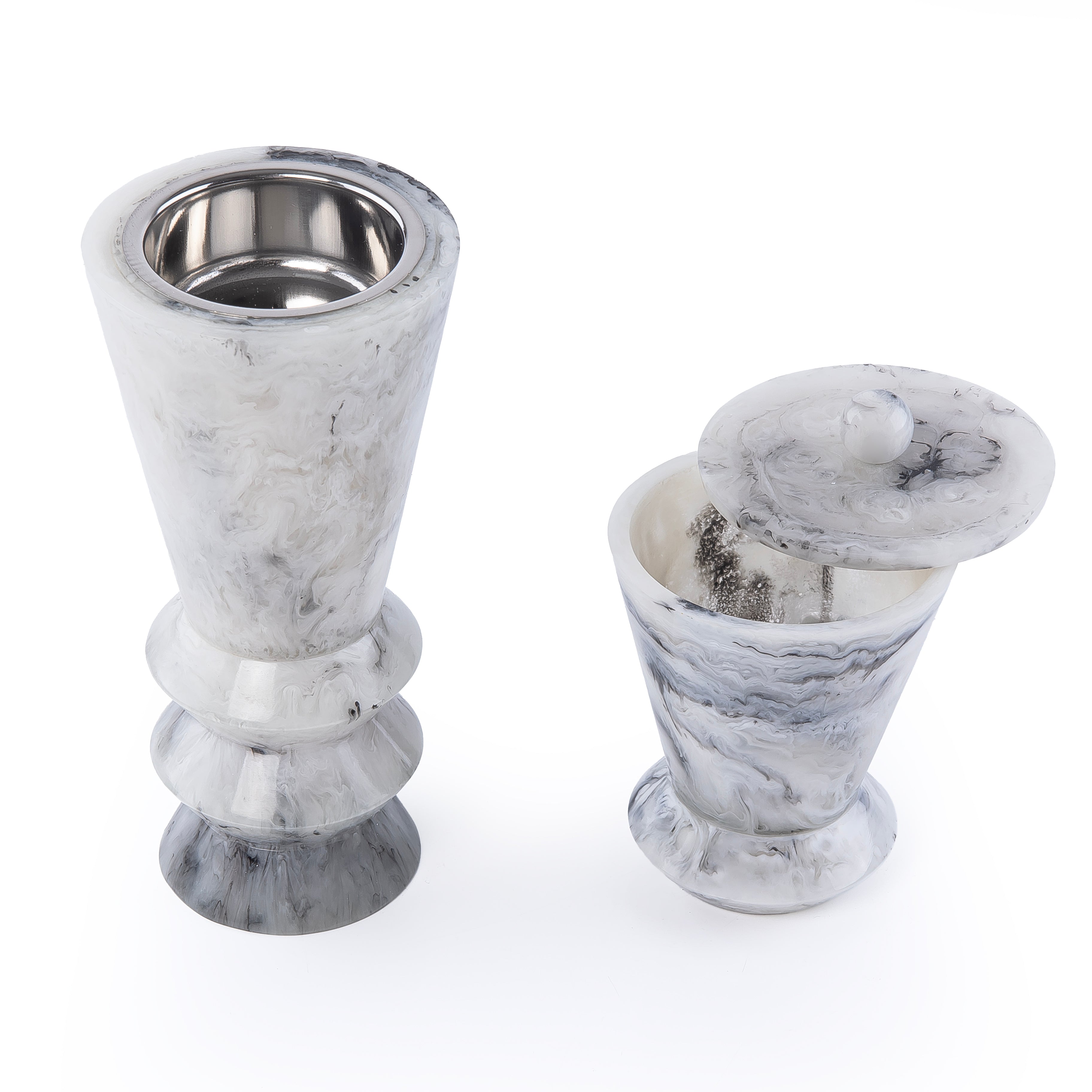 Elegant Resin Mabkhar Set of 2 pcs - Black&white