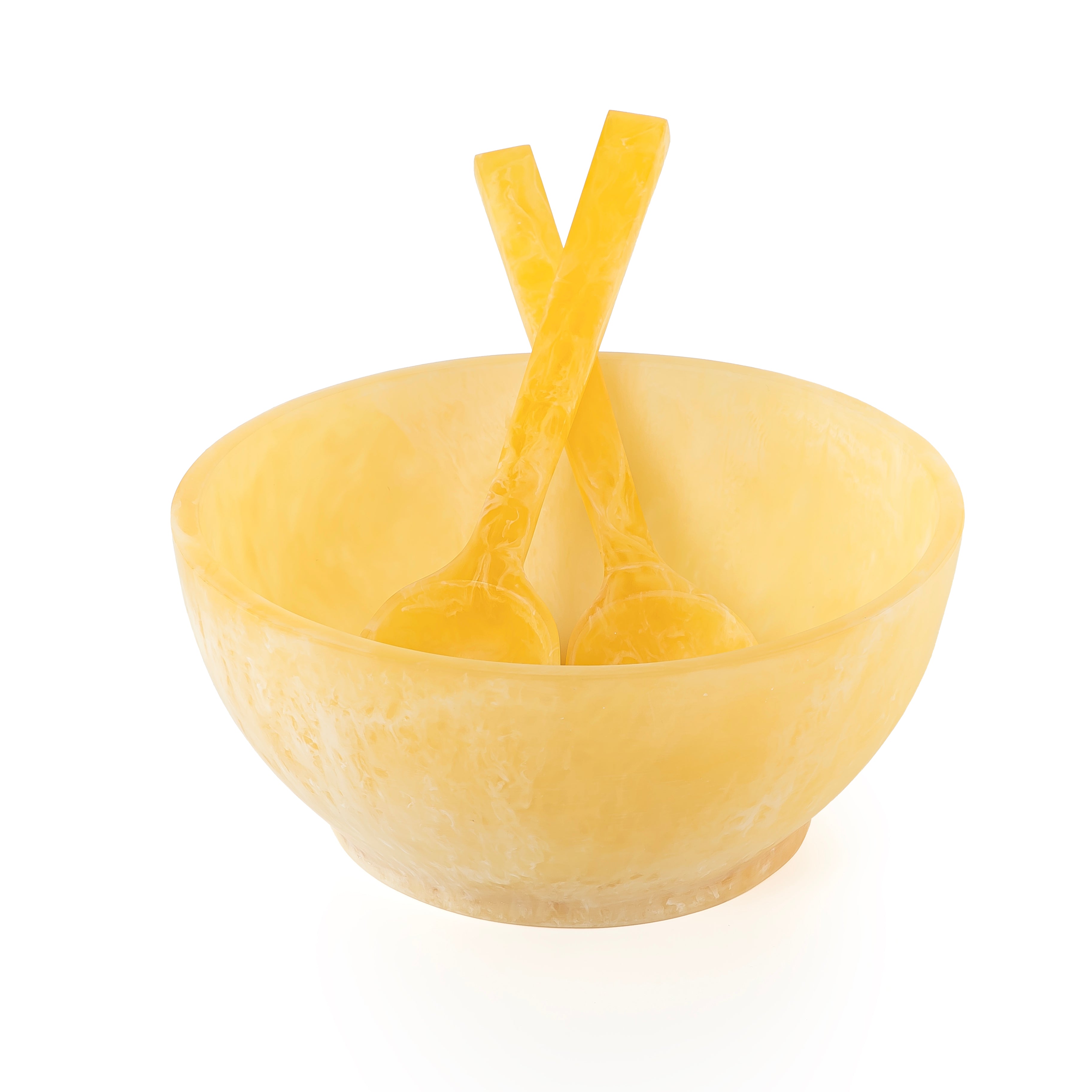 طقم مكون من سلطانية باللون الأصفر و 2 ملعقة مع بوكس هدايا