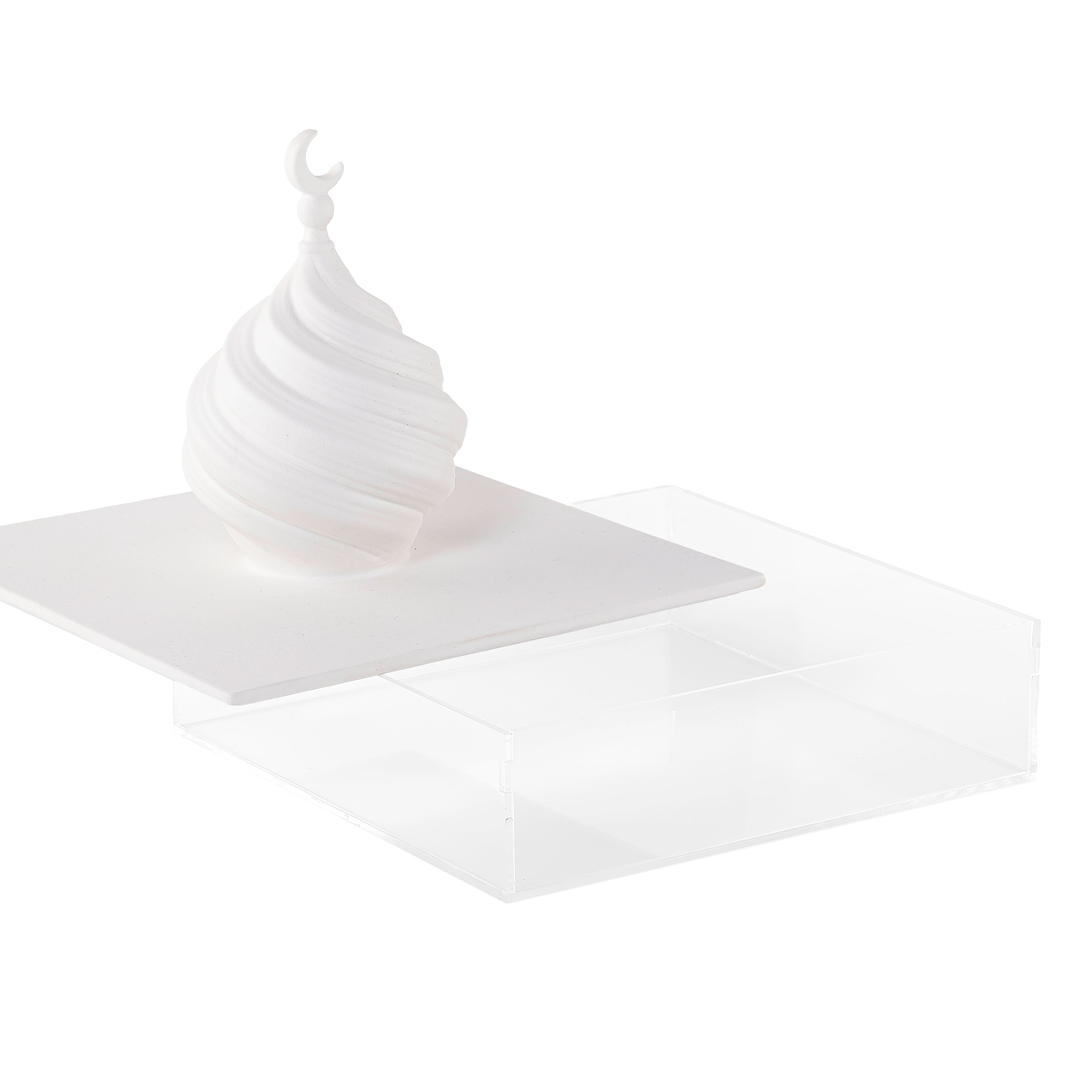 صندوق مربع من الخزف مع غطاء - أبيض