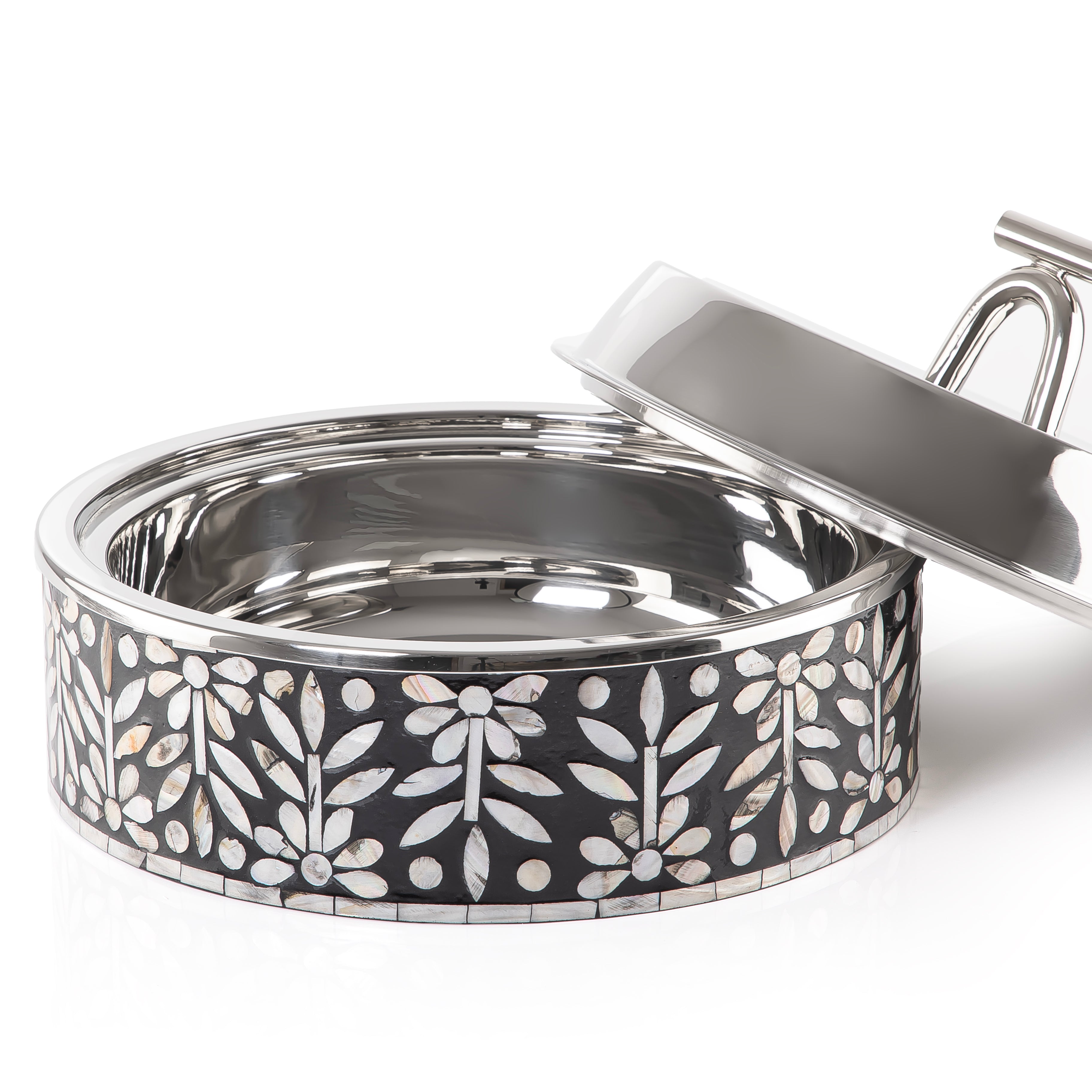 حافظ حرارة الطعام من الصدف و الإستانلس ستيل حجم كبير - أسود