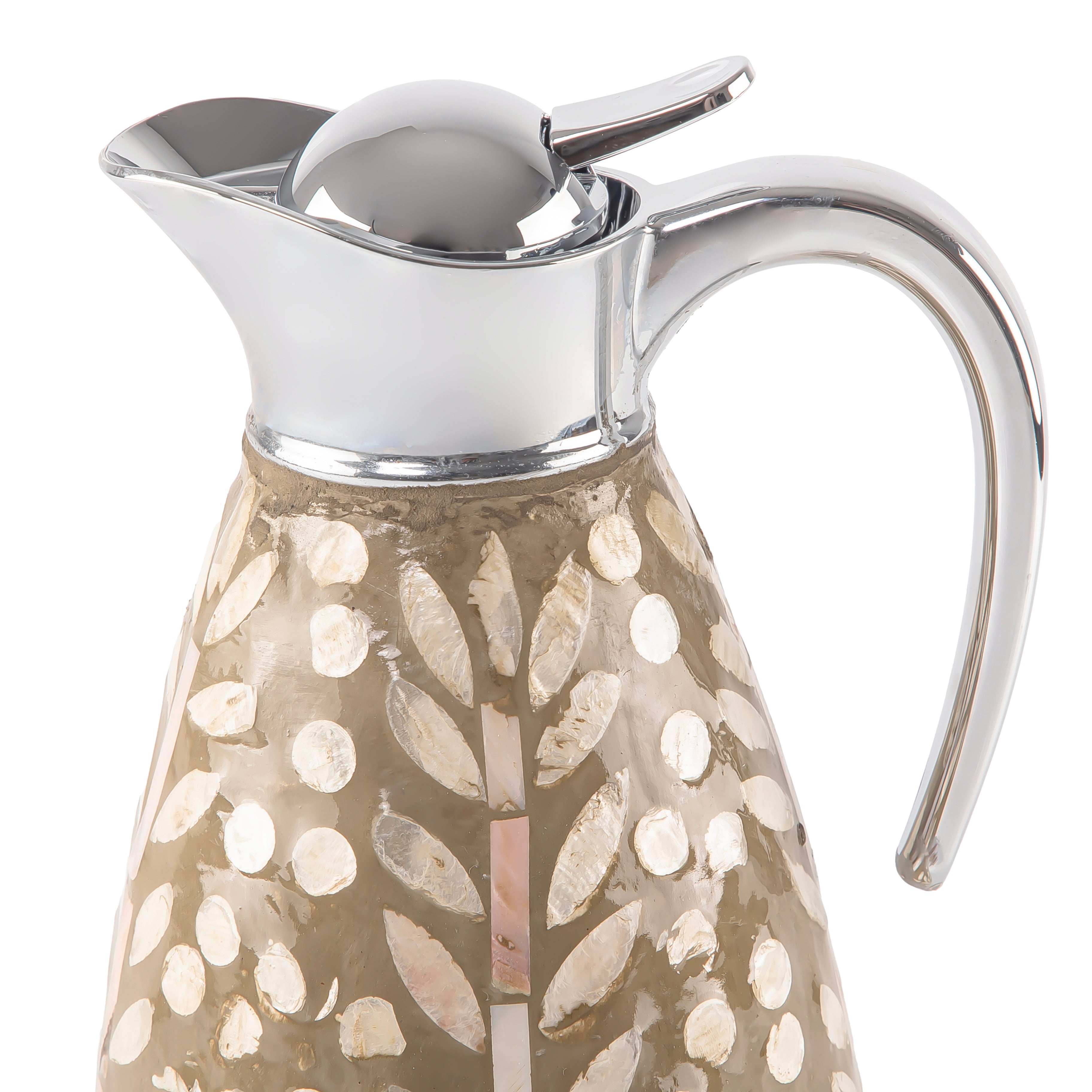 ترمس من الصدف سعة 1.5 لتر حافظ للحرارة - كريمي