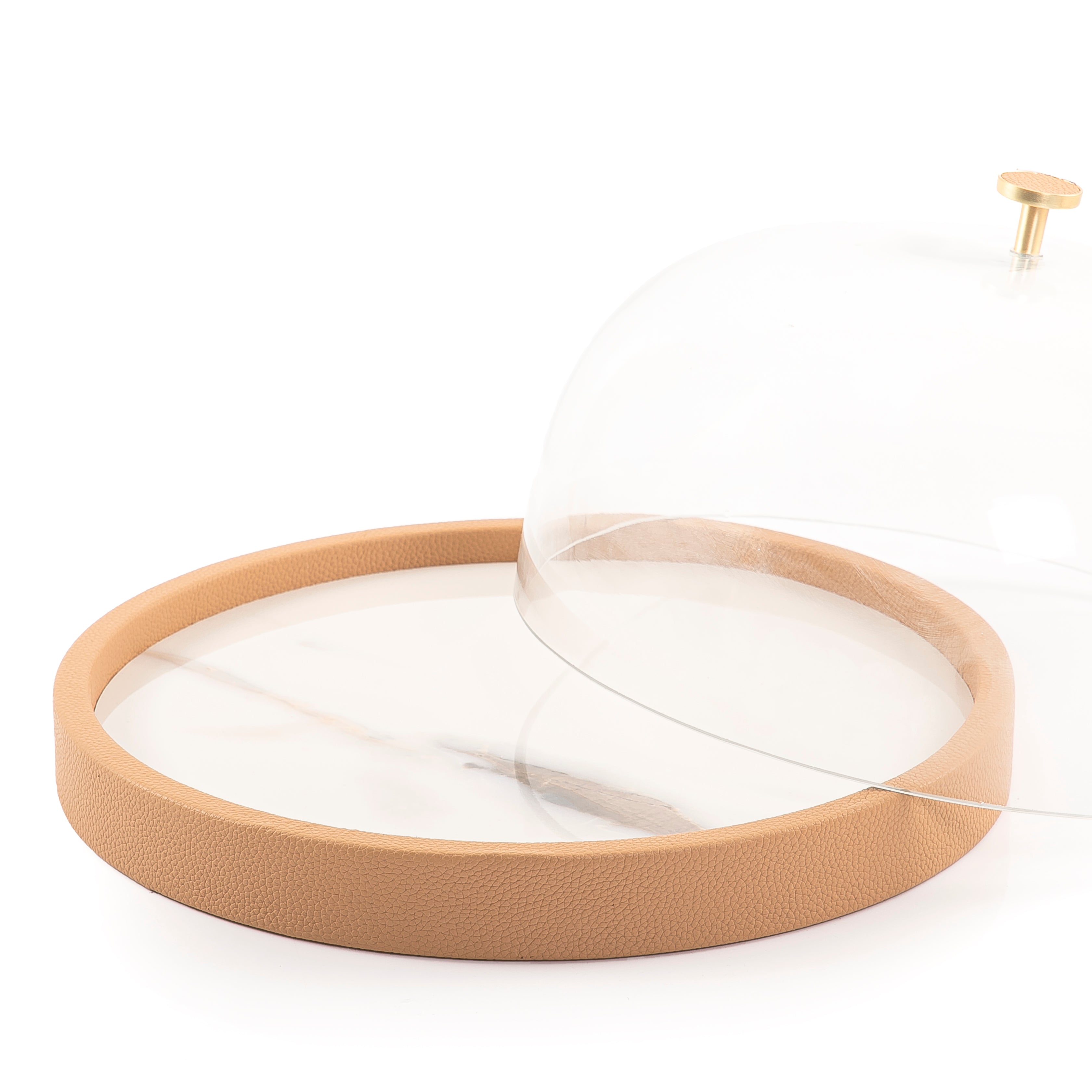 Leather Plate with glass cover