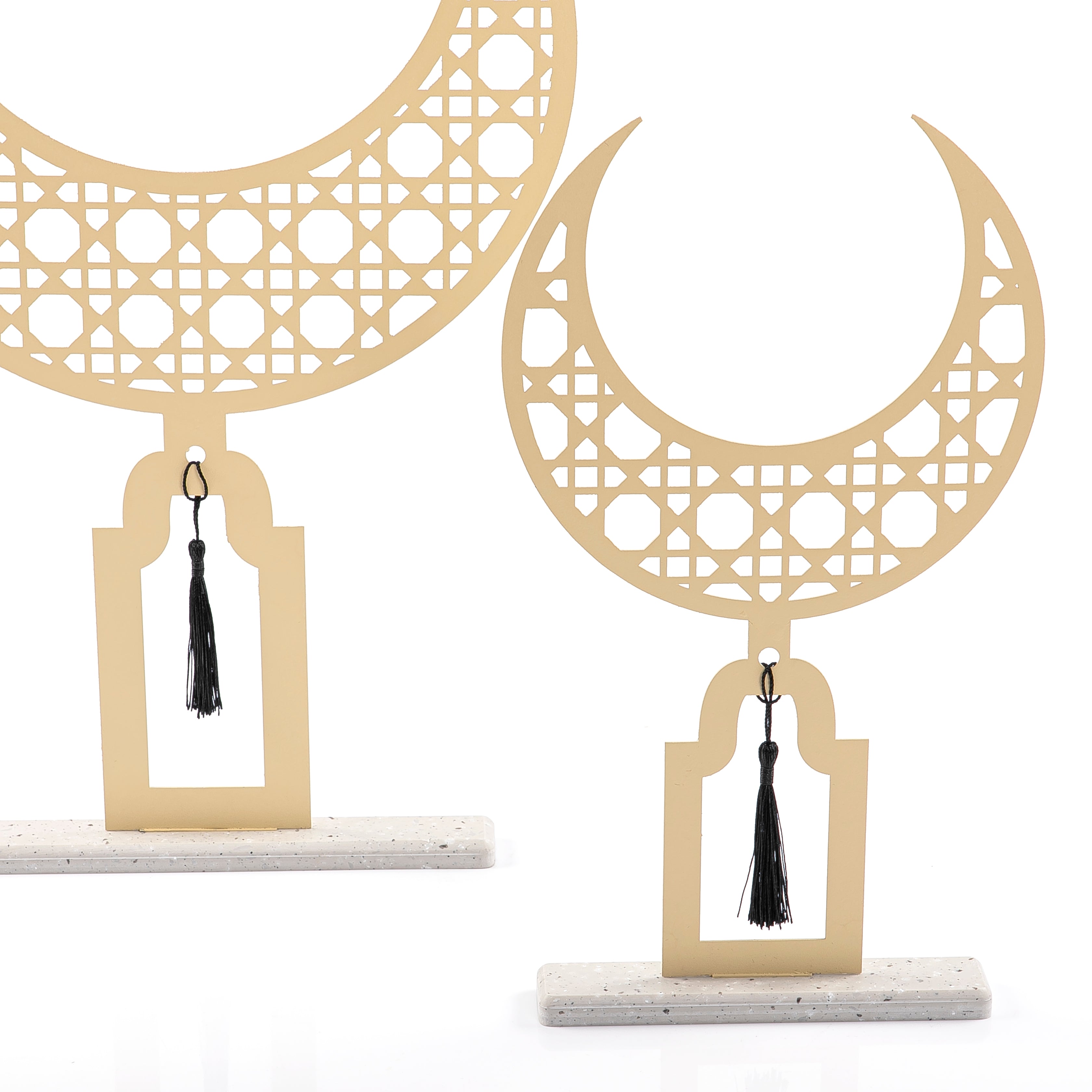 طقم 2 استاند هلال معدن مع قاعدة رخام