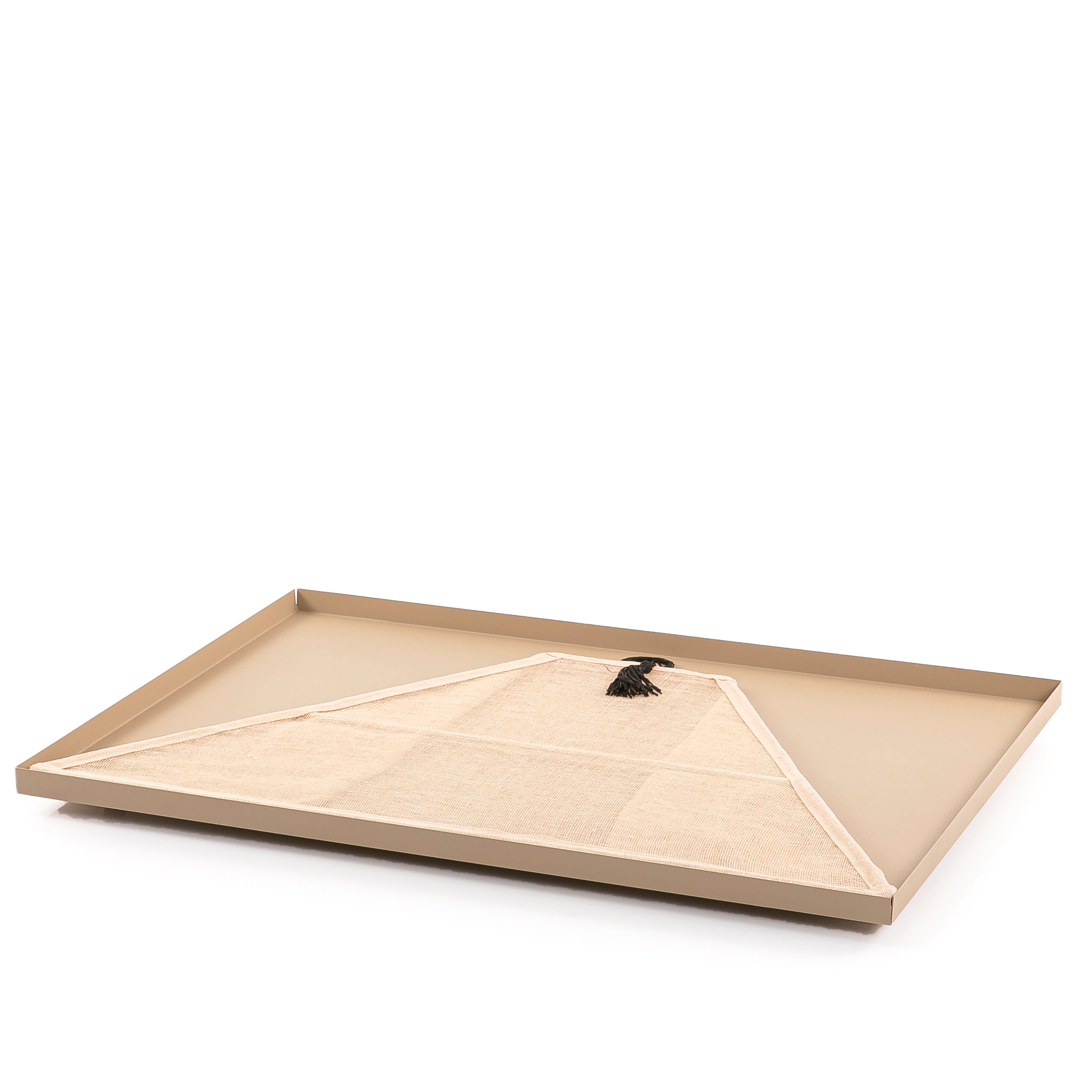 Foldable rattan cover with metal tray