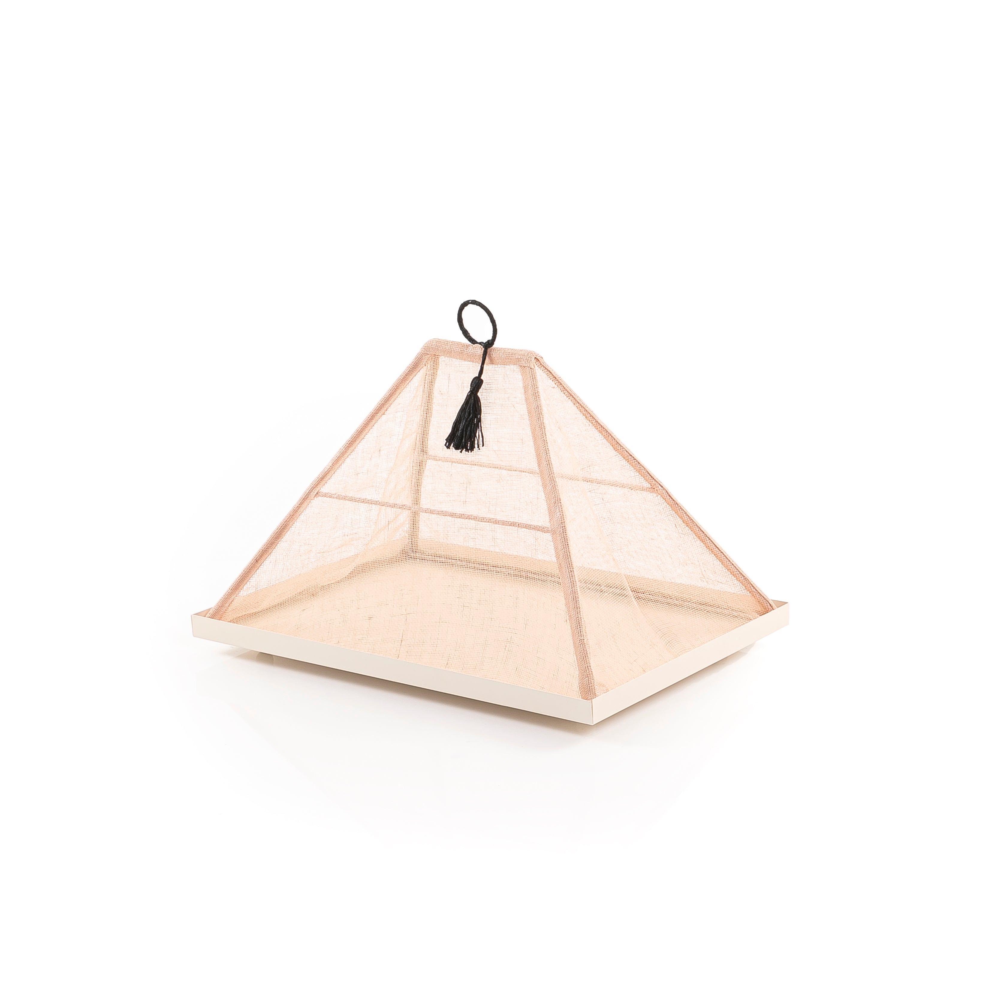 Foldable rattan cover with metal tray