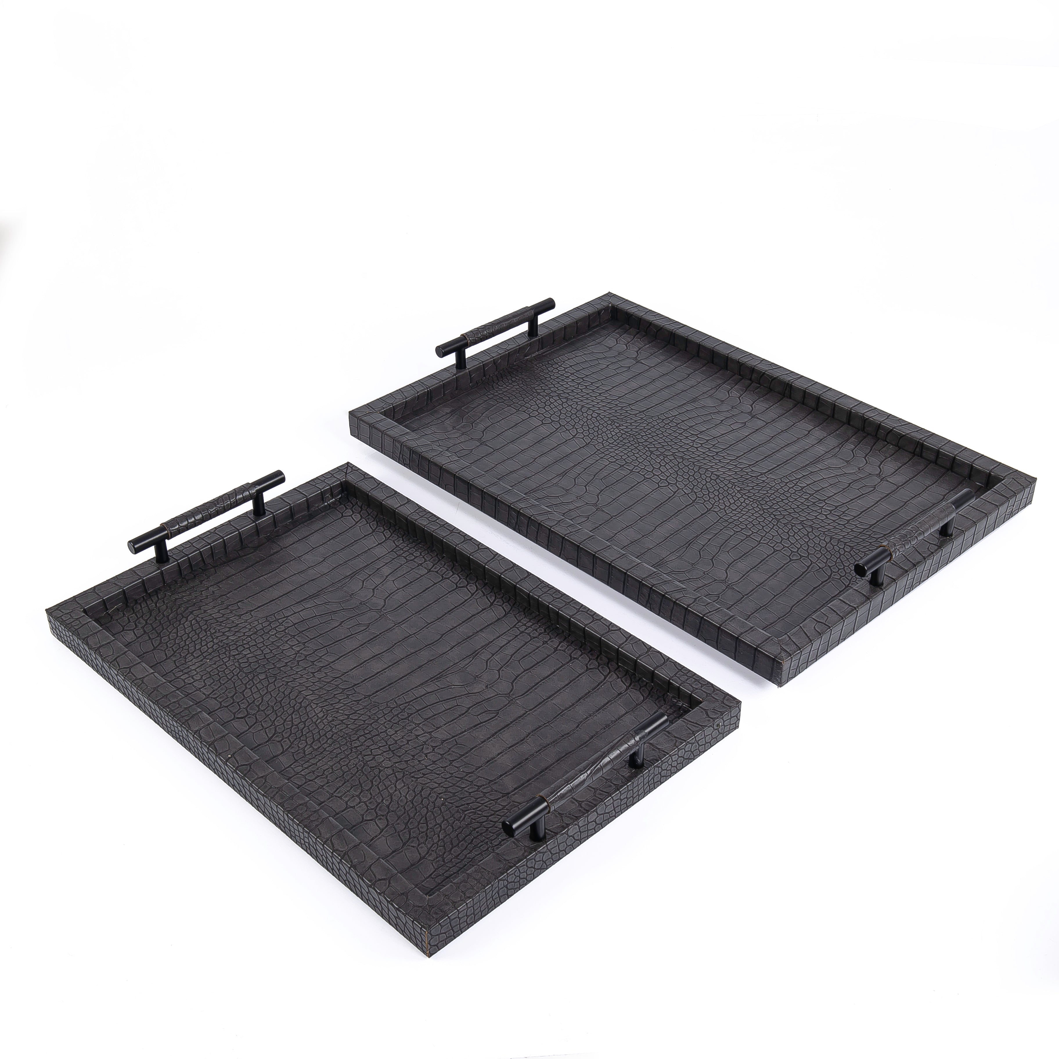 Set of 2 leather tray with gift box