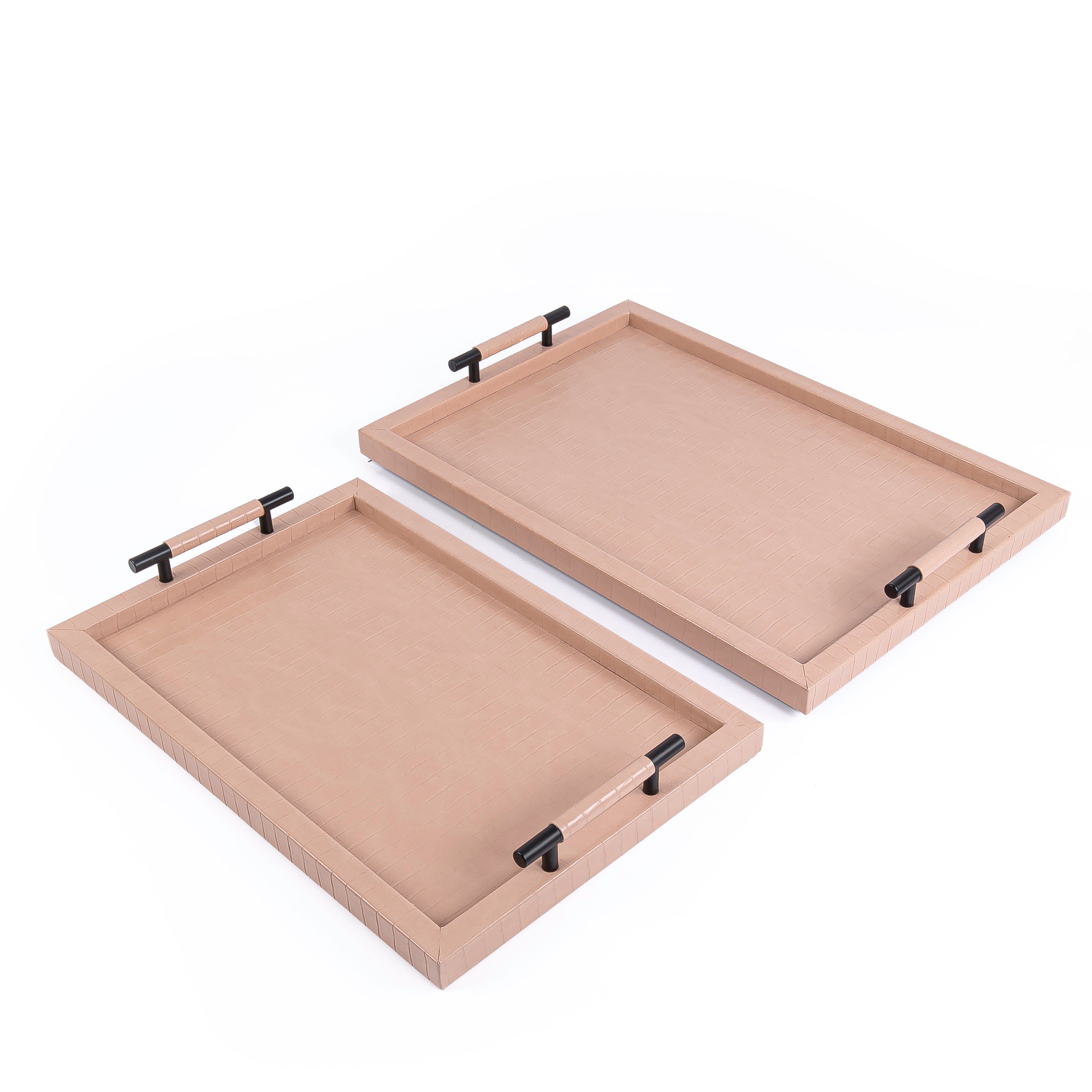 Set of 2 leather tray with gift box