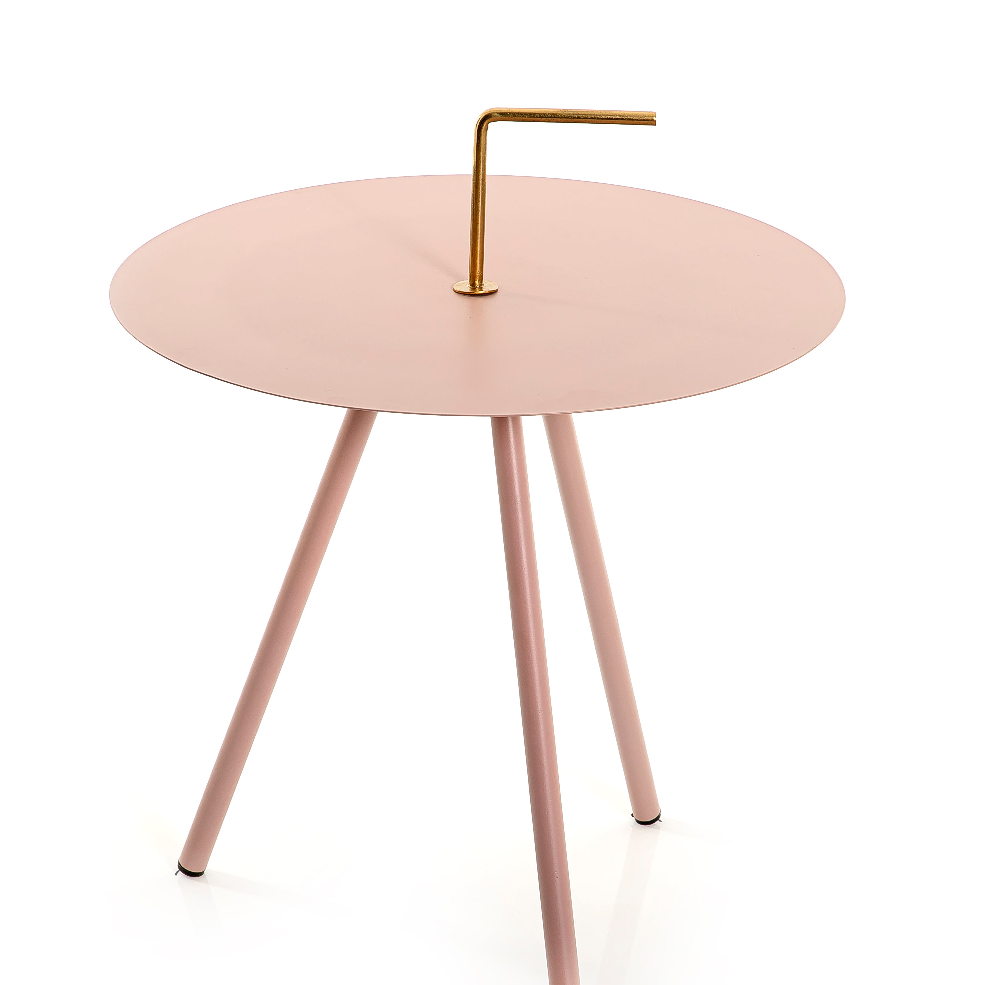 ستاند معدني دائري باللون الوردي مزوّد بأرجل