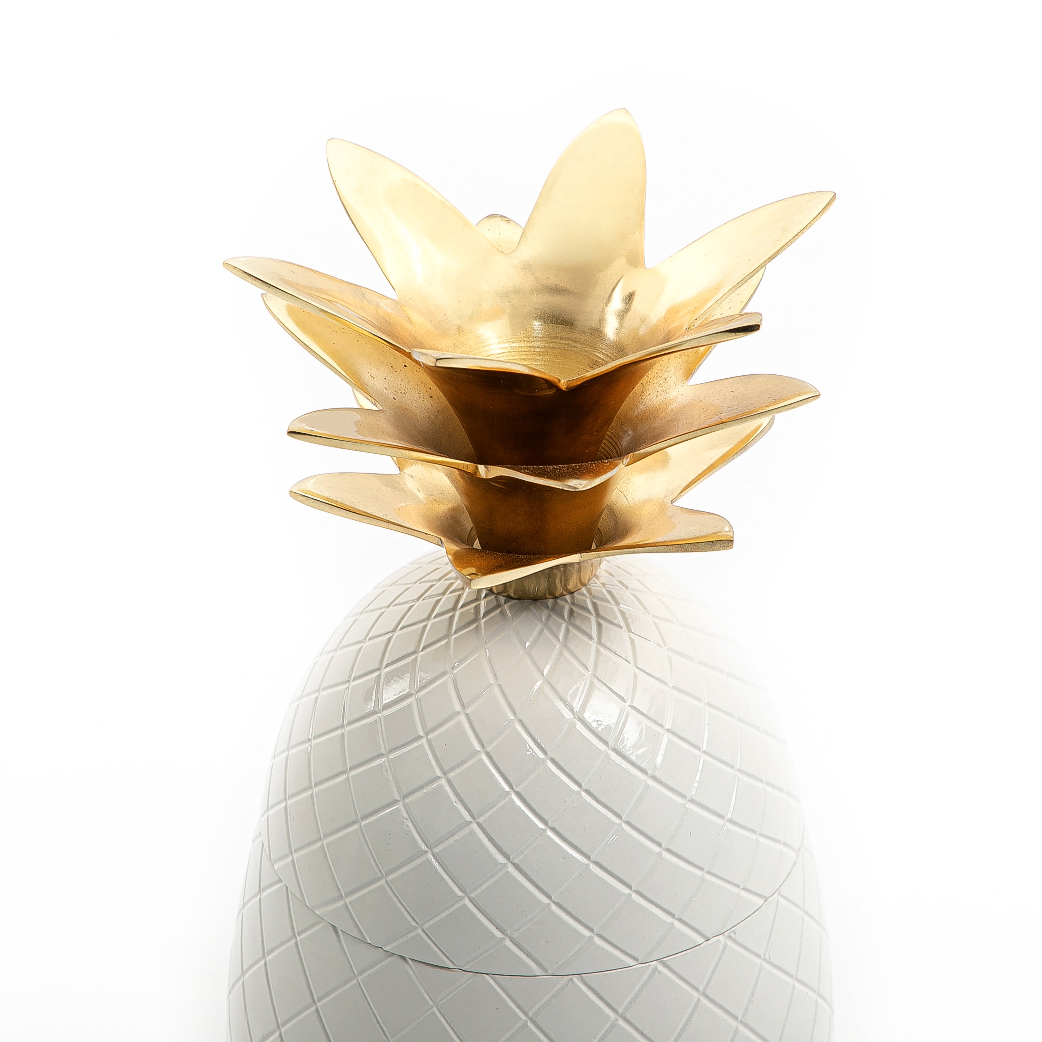 برطمان معدني أبيض بغطاء أبيض وذهبي