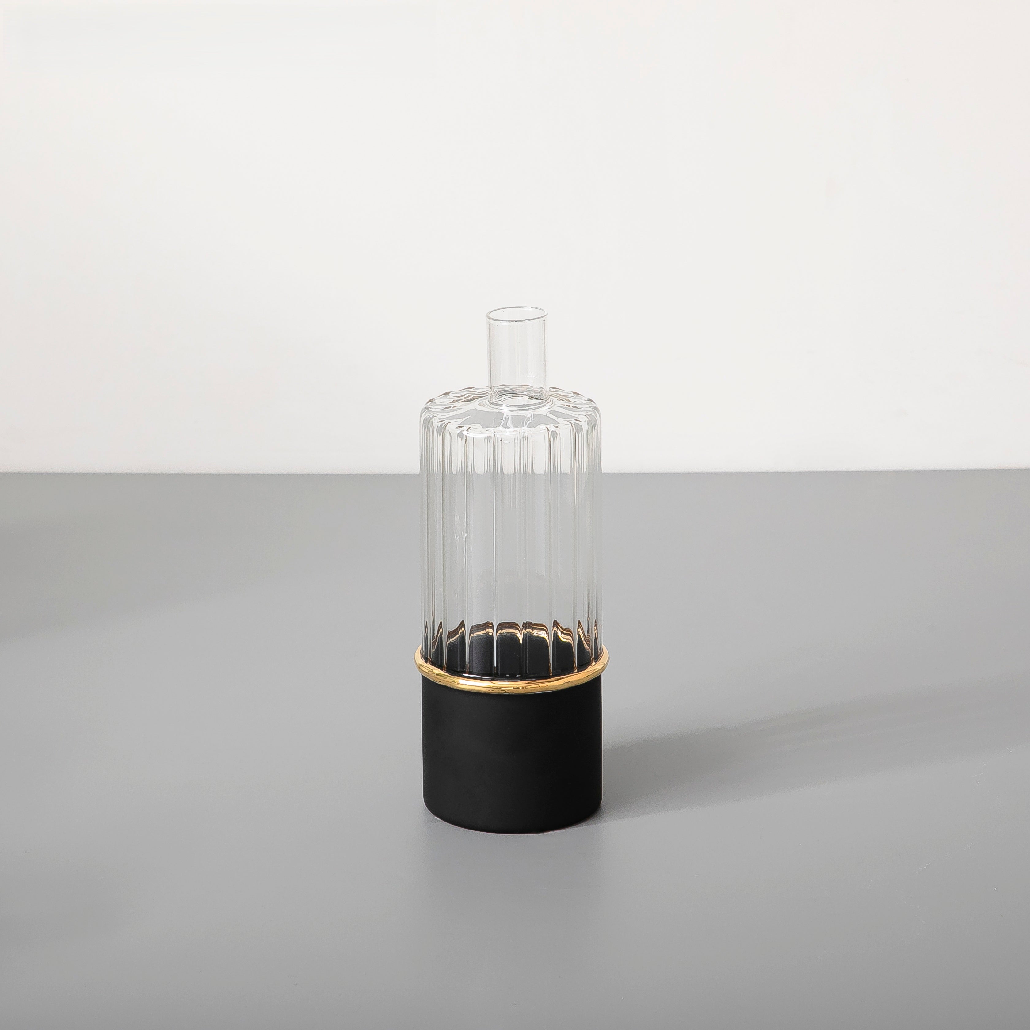 Black And Clear Glass Vase