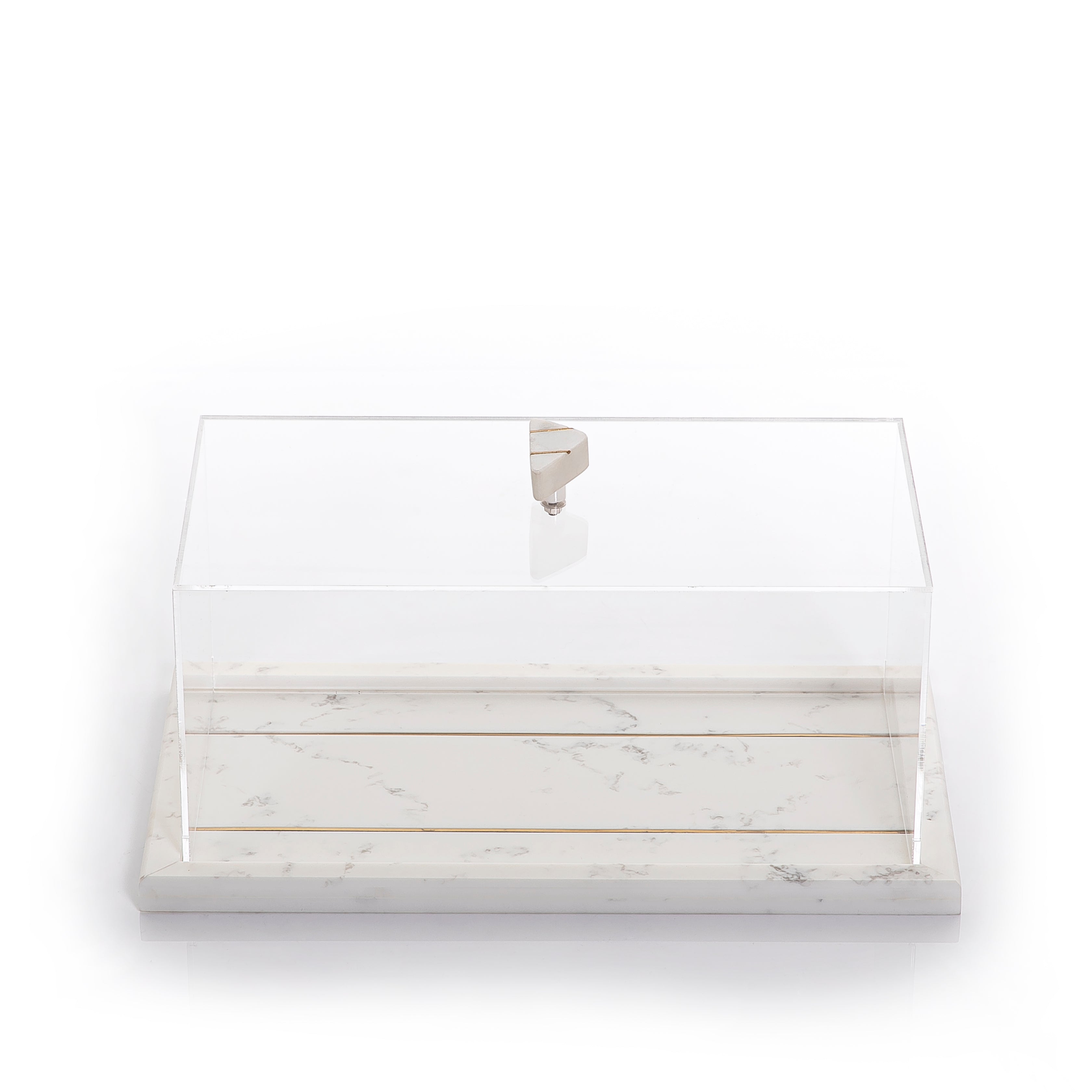 Marble Tray with Steel Front Acrylic Cover