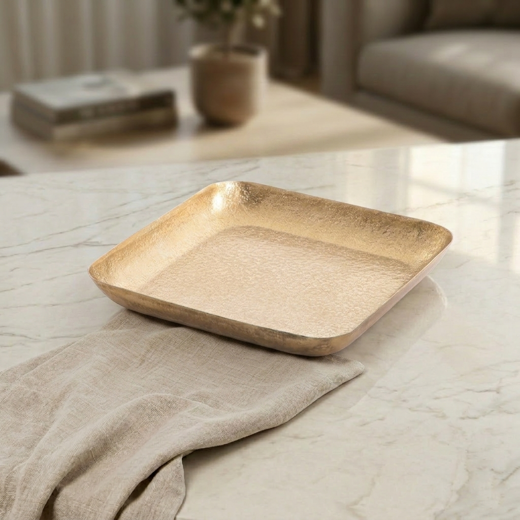 Golden square metal plate