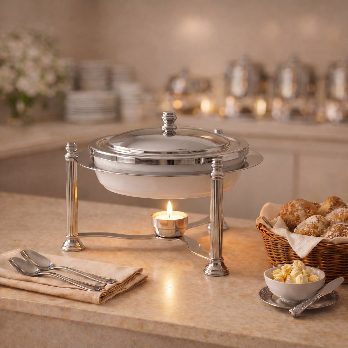 3L Durable stainless steel round chafing dish - small