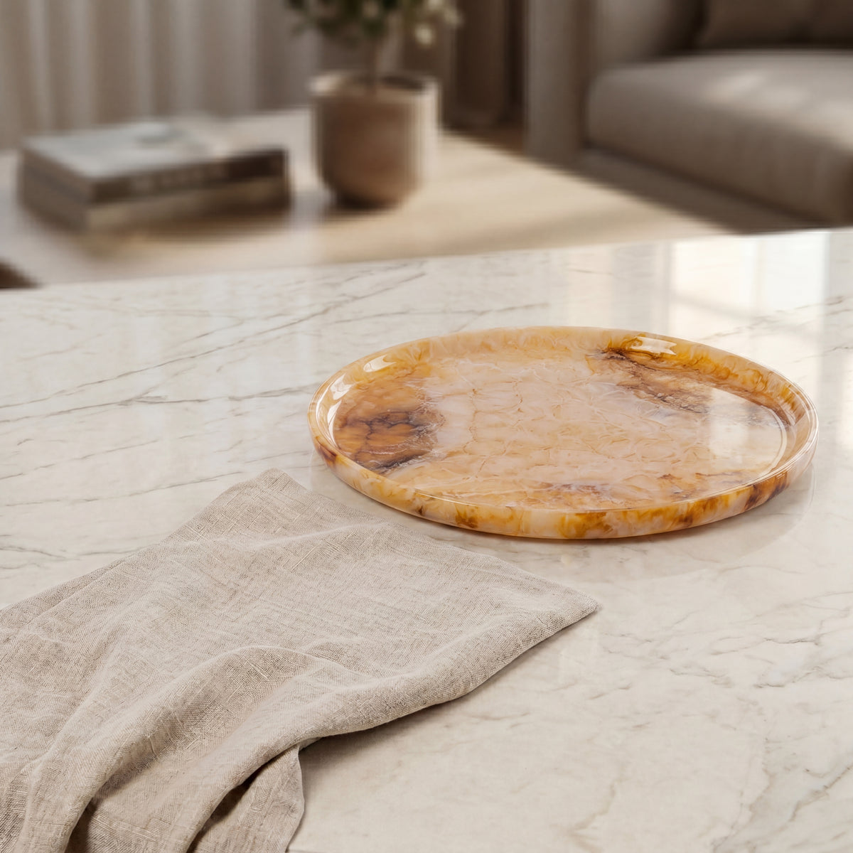 Small Resin Serving Platter - Amber