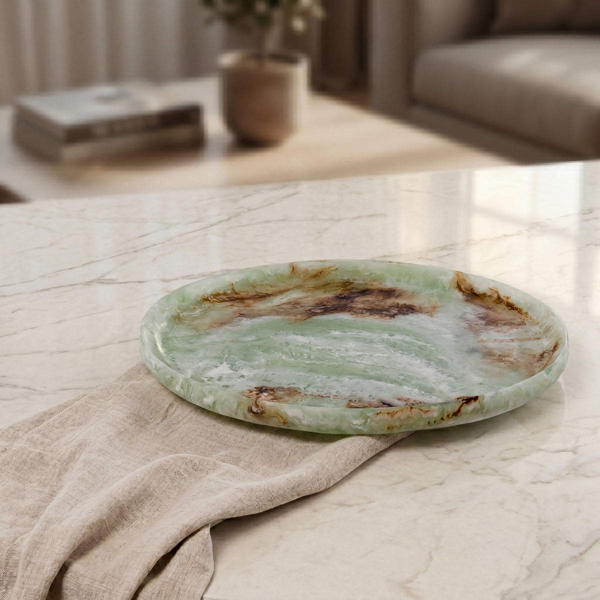 Small Resin Serving Platter - Green