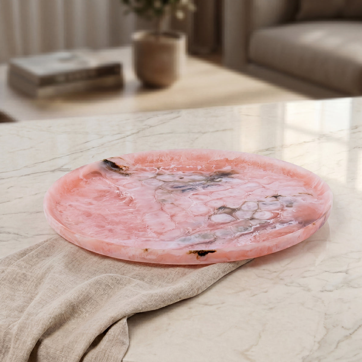 Large Resin Serving Platter - Pink