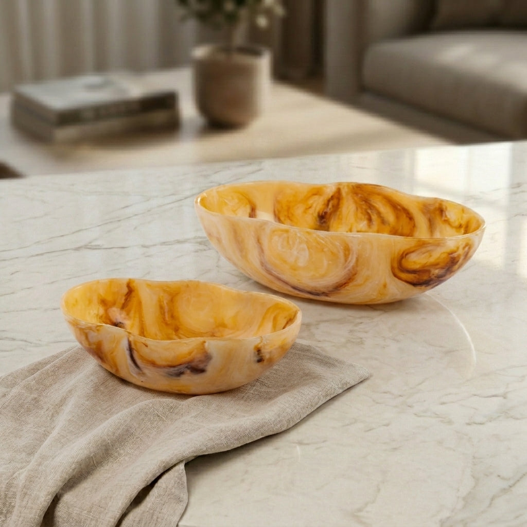 Set of 2 Resin Bowls with Gift Box - Amber