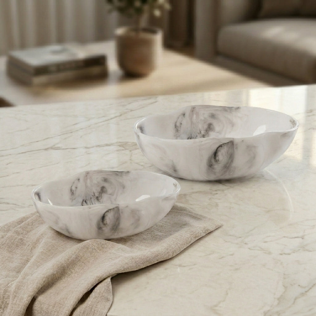 Set of 2 Resin Bowls with Gift Box - Black&white